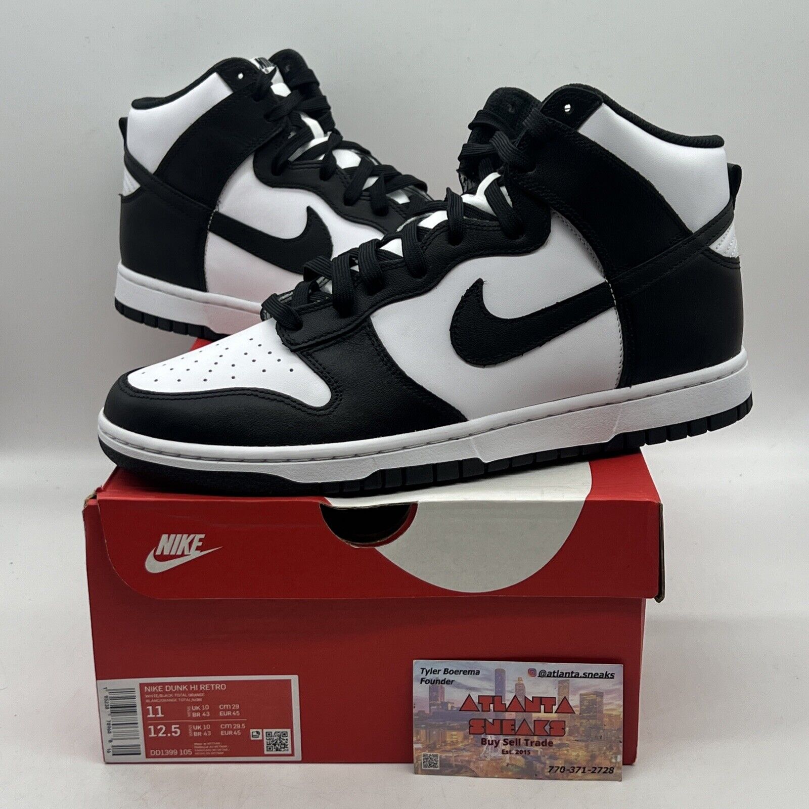 Size 11 - Nike Dunk High Black White Brand New Og All