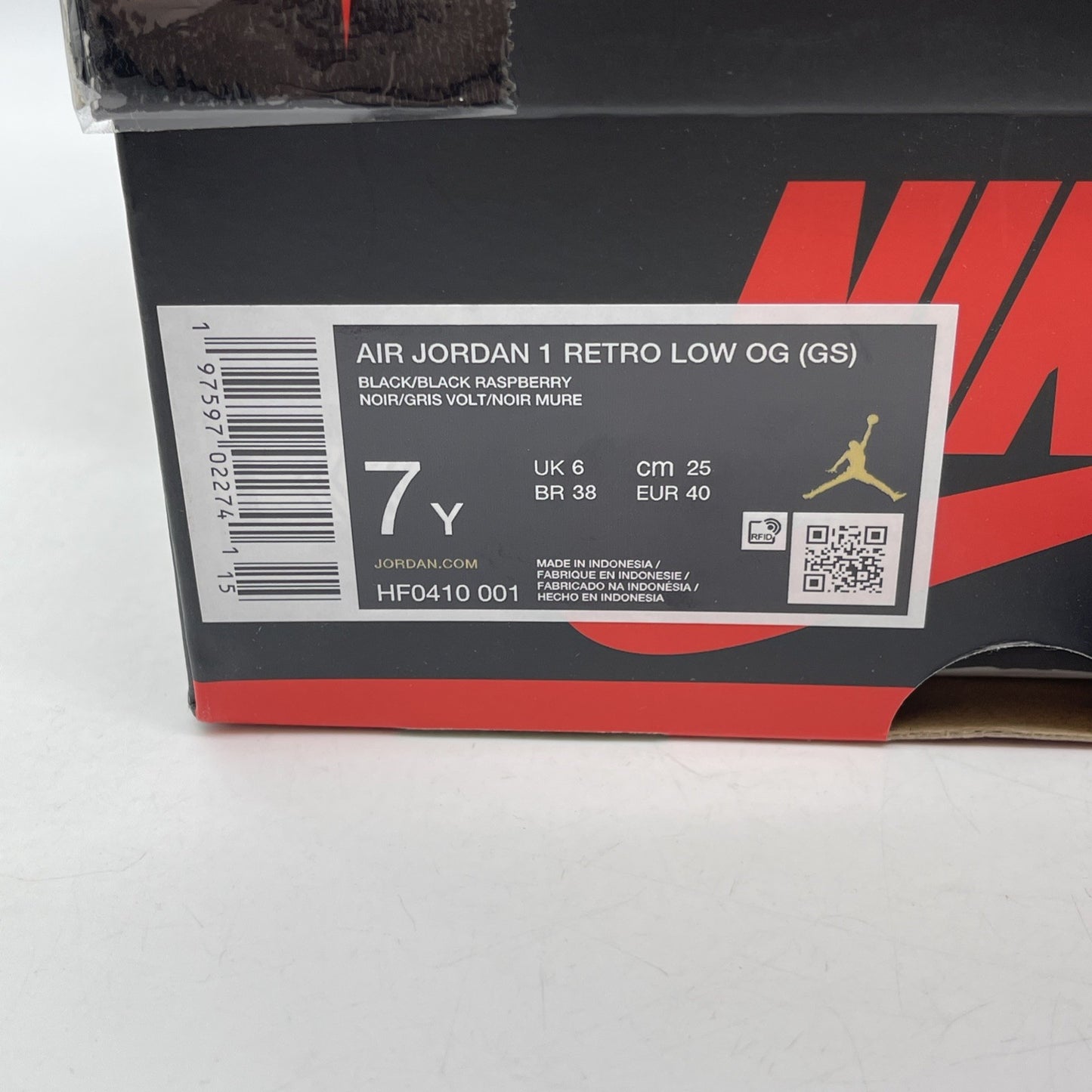 Size 7Y - Nike Air Jordan 1 Retro Low Black Raspberry Leather (HF0410-001)