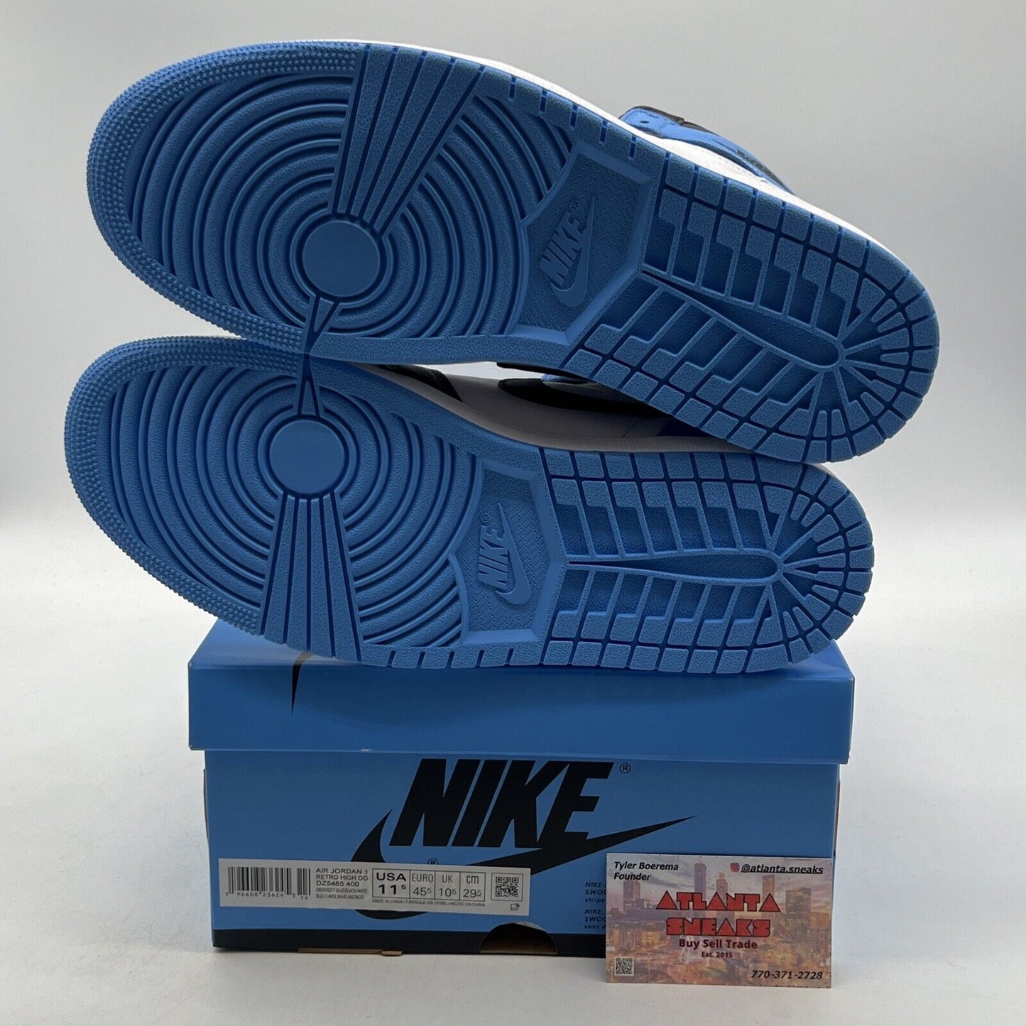 Size 11.5 - Jordan 1 Retro OG High UNC Toe Black White Blue Leather (DZ5485-400)