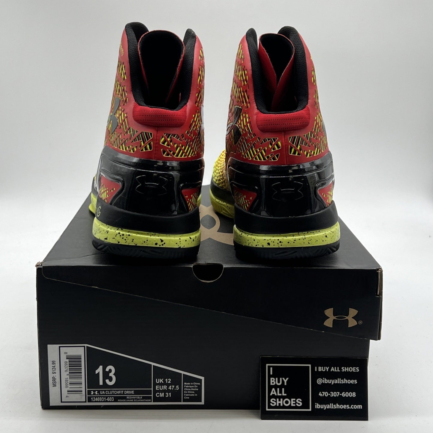 Size 13 - Under Armour Black/Red/ HVY Basketball Shoes (1246931-603)