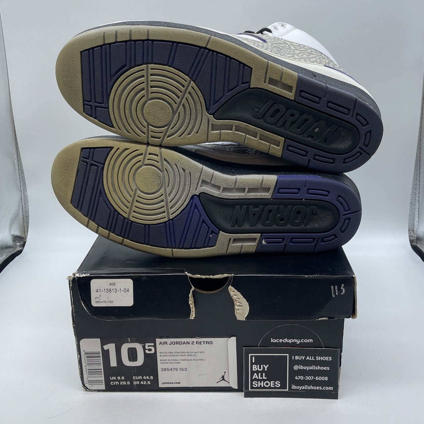 Size 10.5 - Air Jordan 2 Retro Concord White Purple Grey Suede (385475-153)
