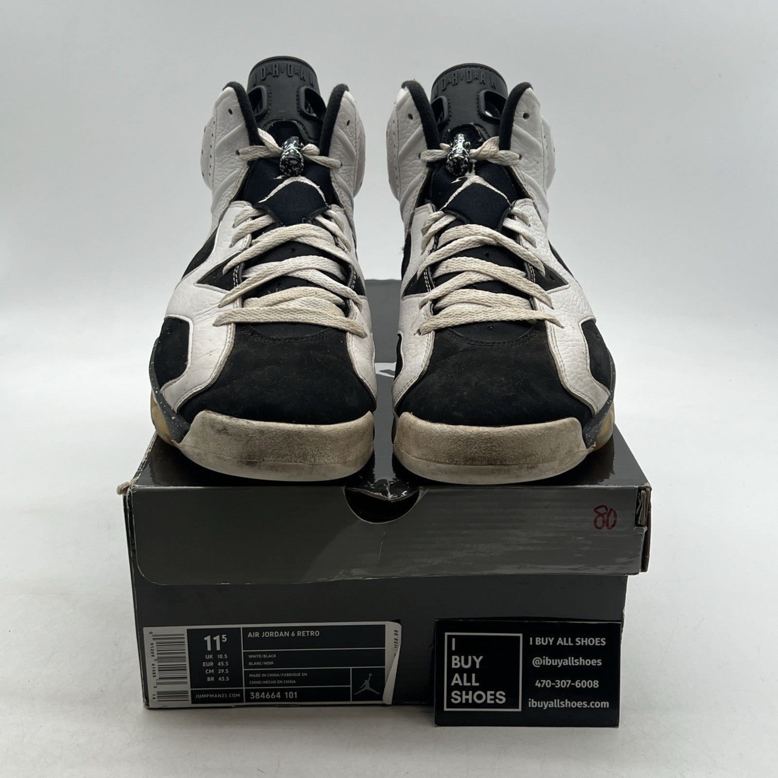 Size 11.5 - Air Jordan 6 Retro Oreo (384664-101)