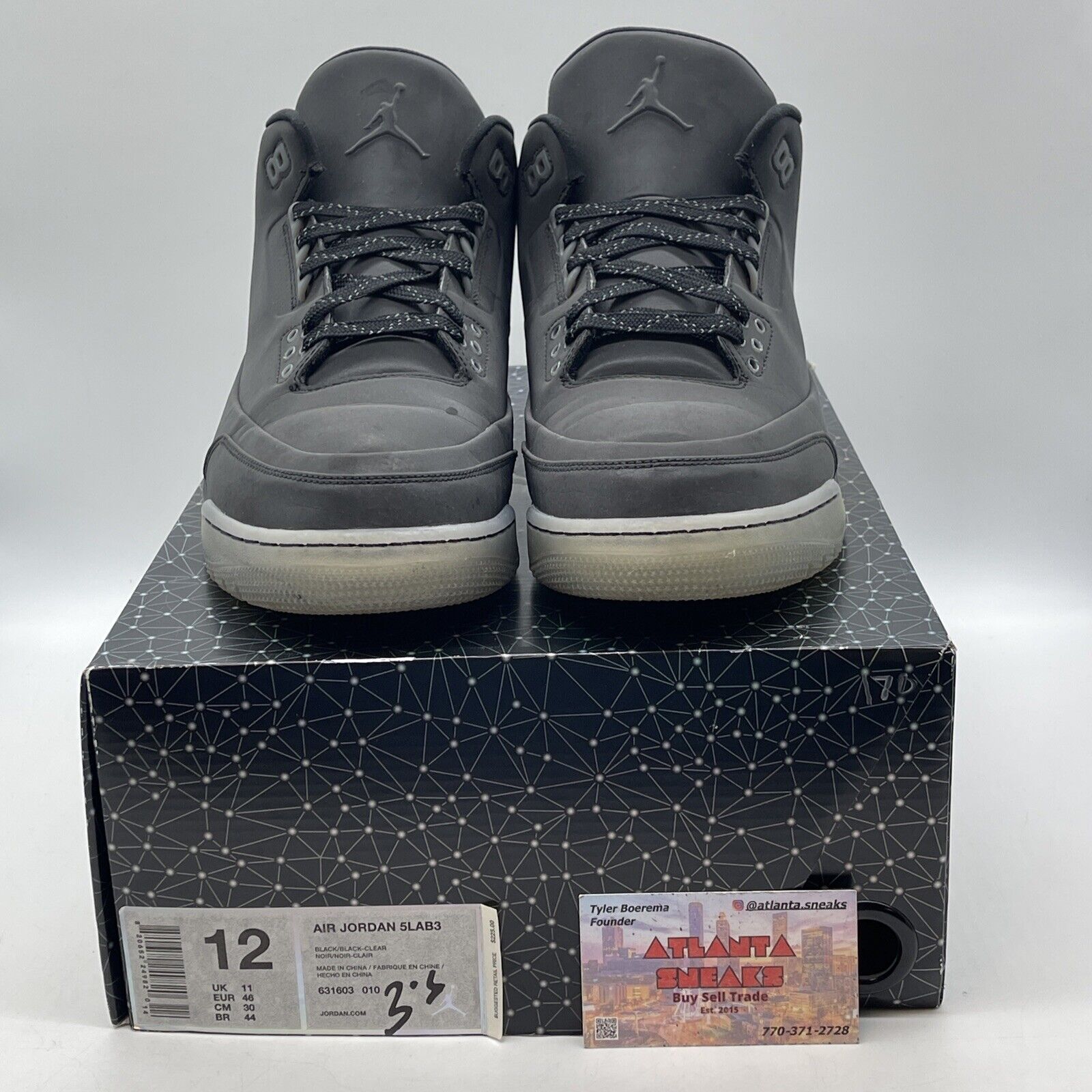 Size 12 - Air Jordan 3 5Lab3 Reflective Black Leather (631603-010)