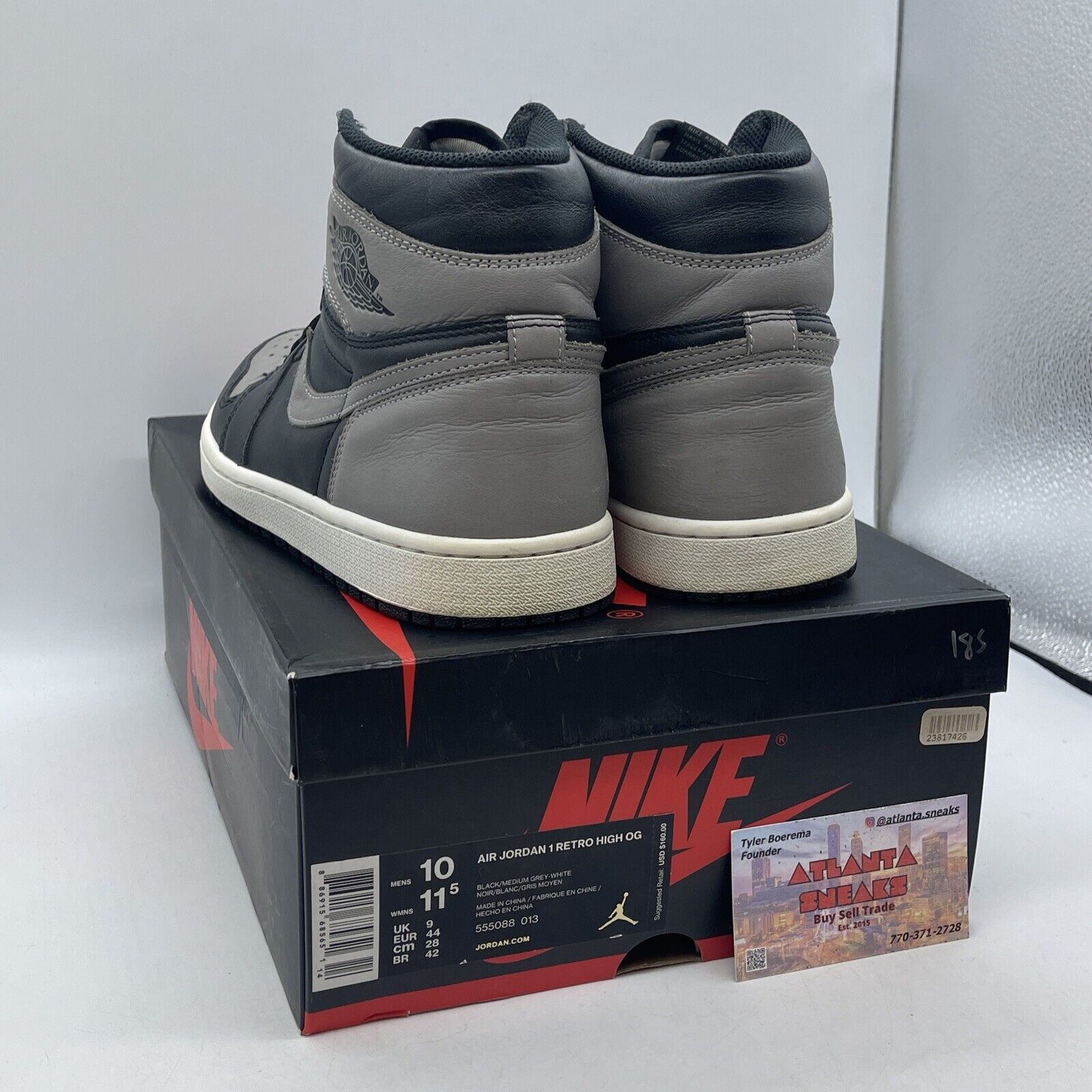 Size 10 - Jordan 1 Retro OG High Shadow Grey White Black Leather (555088-013)