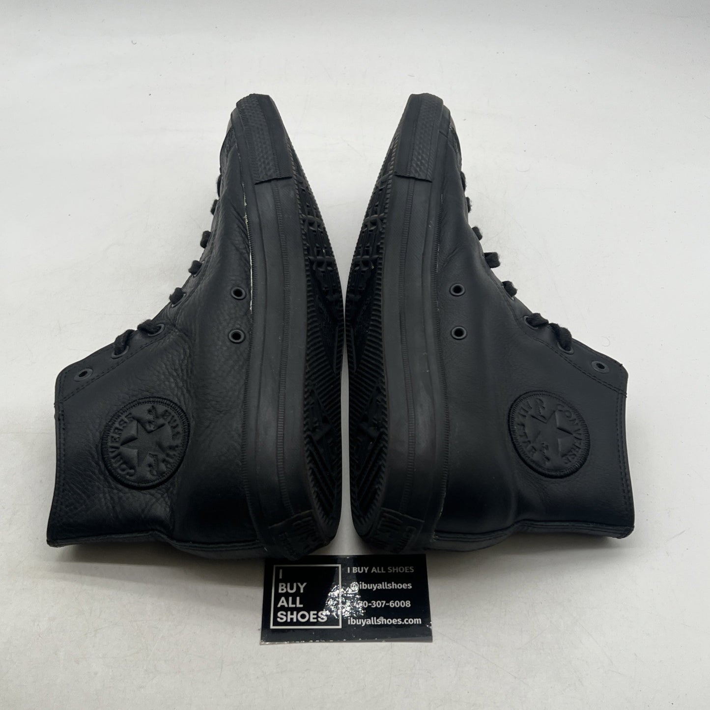 Size 13 -Converse Chuck Taylor All Star Hi Trainers Mono Black Leather (156939C)
