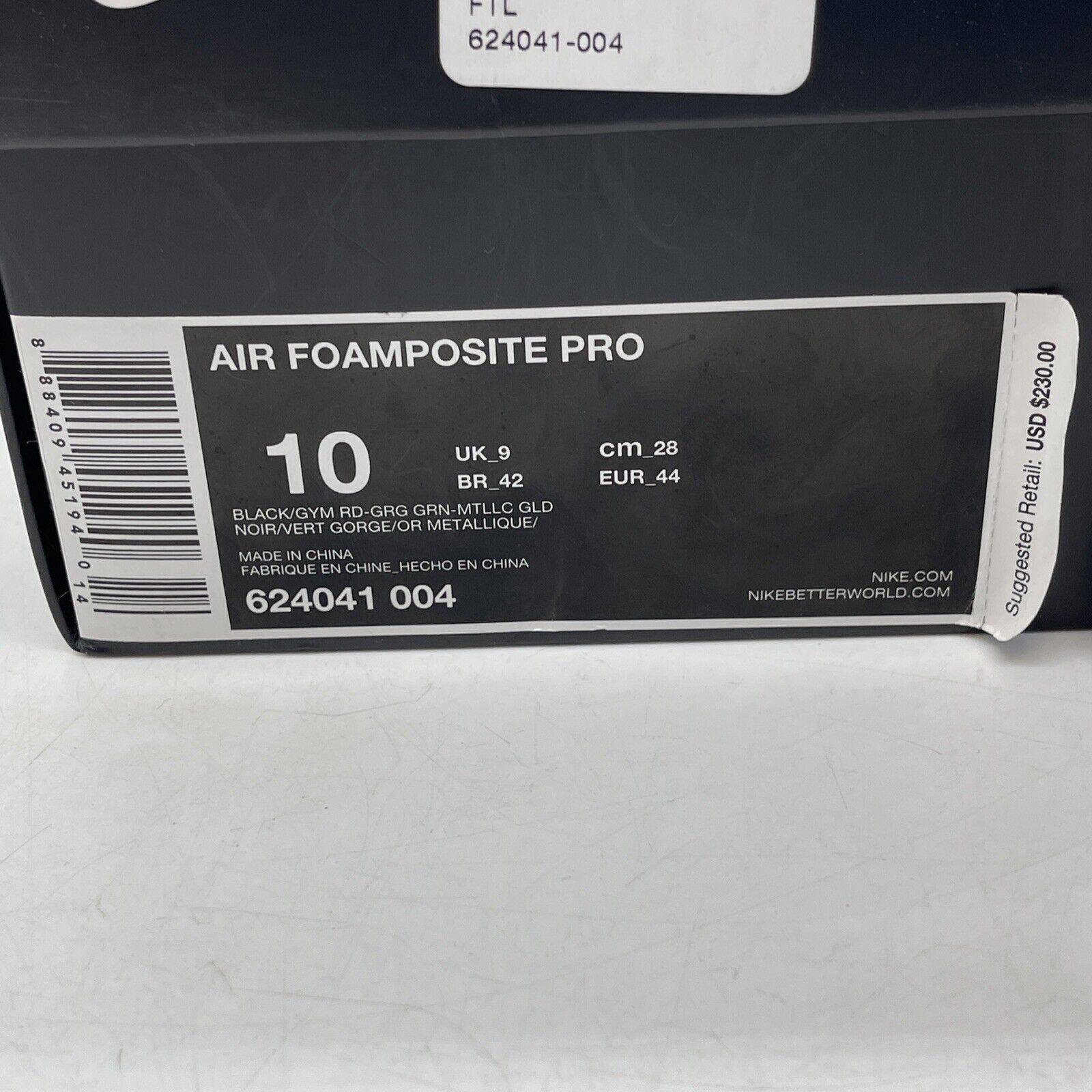 Size 10 - Nike Foamposite Pro Gucci - Black Green Red Leather (624041-004)
