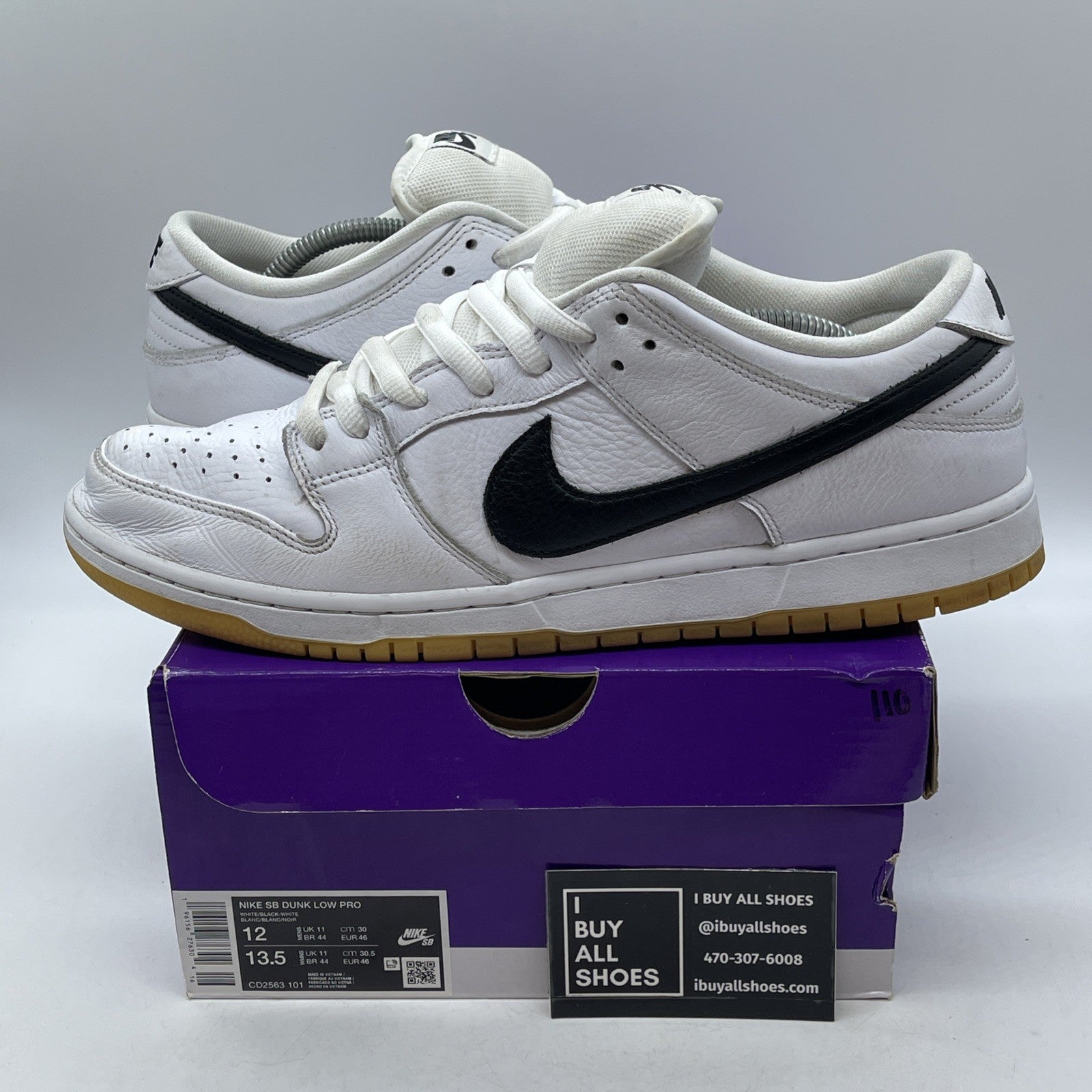 Size 12 - Nike SB Dunk Low White Gum Leather (CD2563-101)