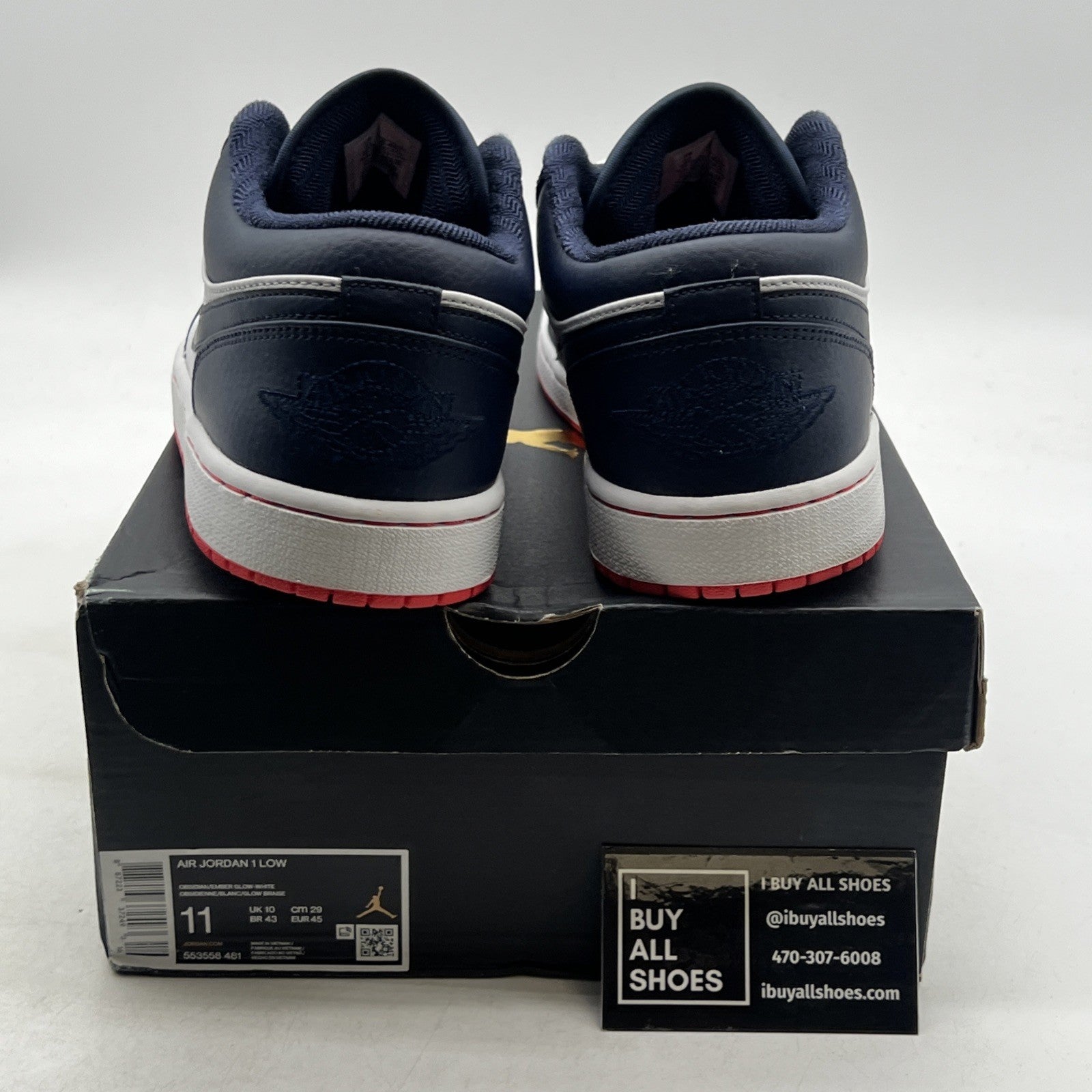 Size 11 - Air Jordan 1 Retro Low Obsidian Ember (553558-481)
