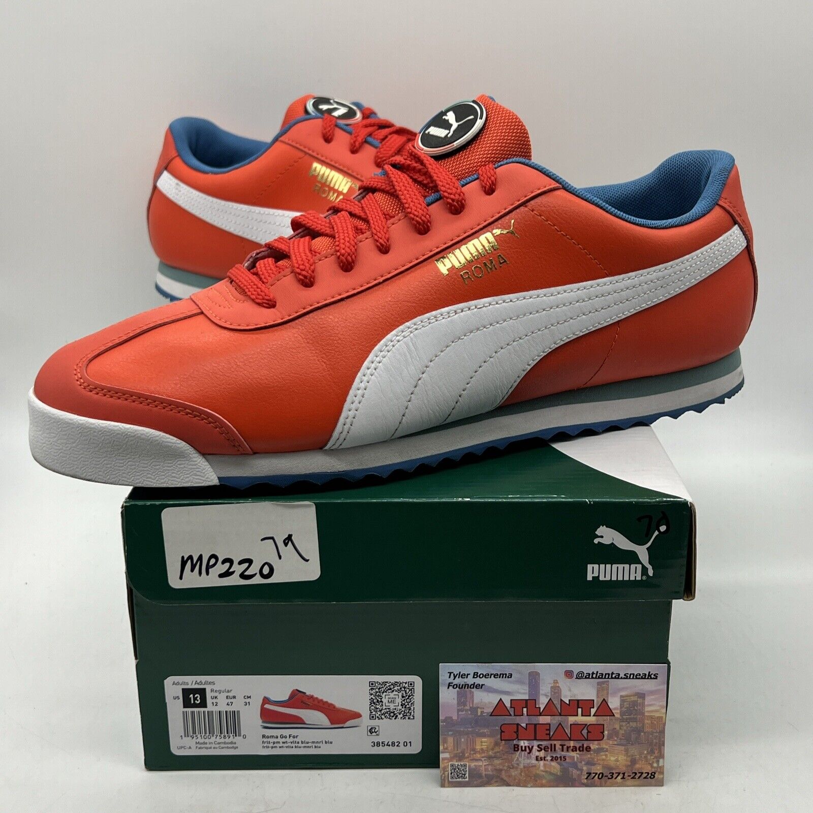 Size 13 - PUMA Roma Go For - Blue White Leather (385482-01)