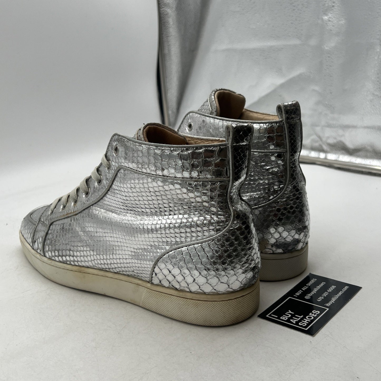 Size 46 - Christian Louboutin Silver Leather Rantus Orlato Sneakers
