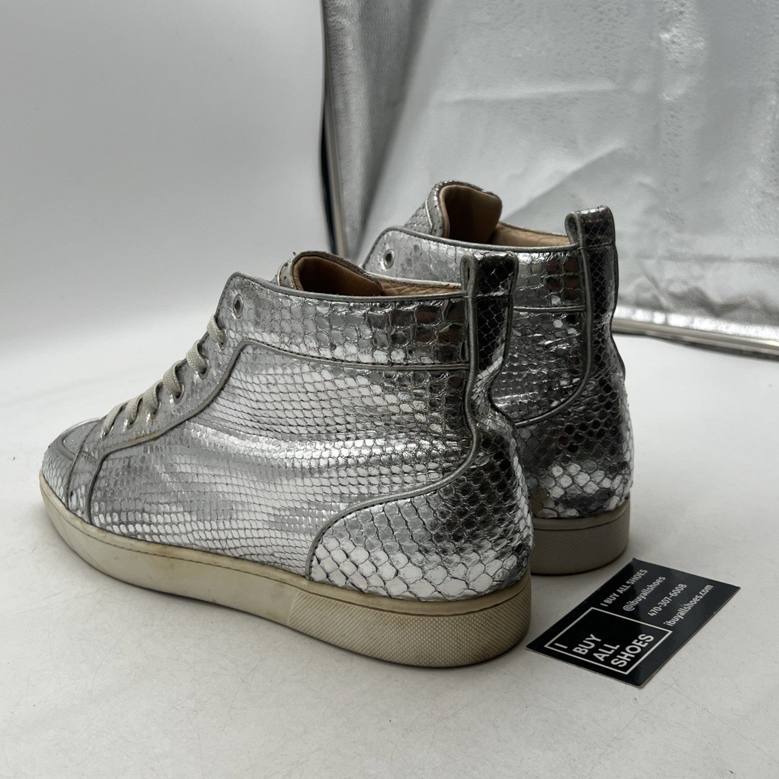 Size 46 - Christian Louboutin Silver Leather Rantus Orlato Sneakers