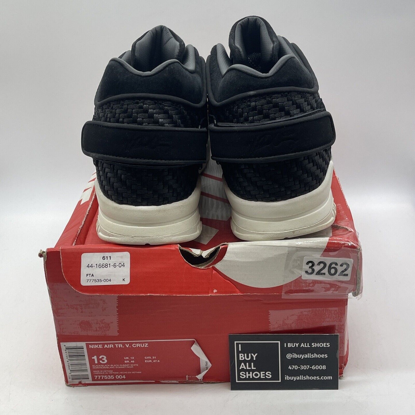 Size 13 - Nike Air Trainer Cruz Black Suede Leather White (777535-004)