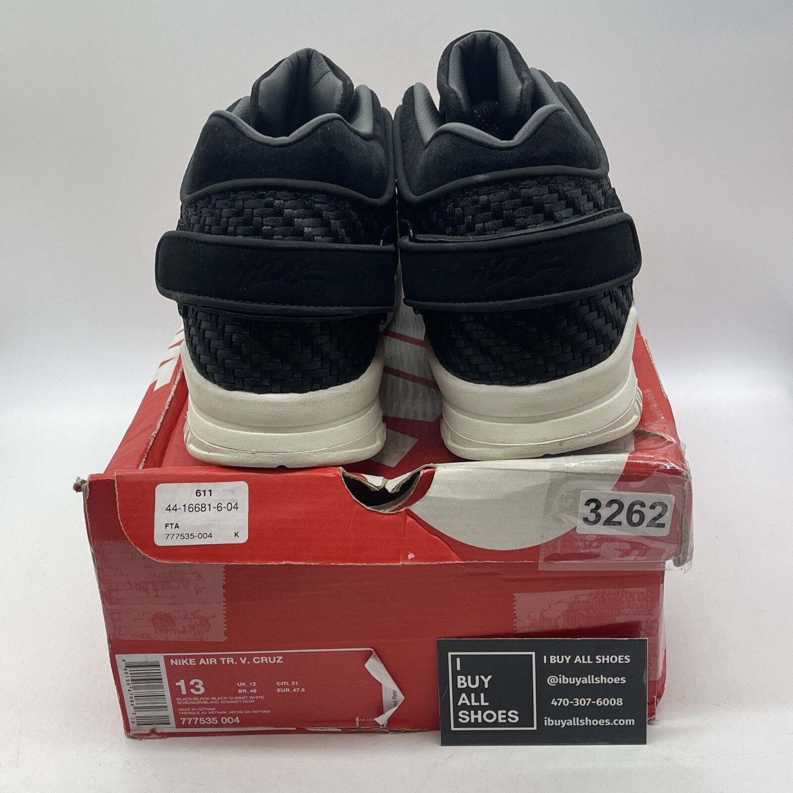 Size 13 - Nike Air Trainer Cruz Black Suede Leather White (777535-004)