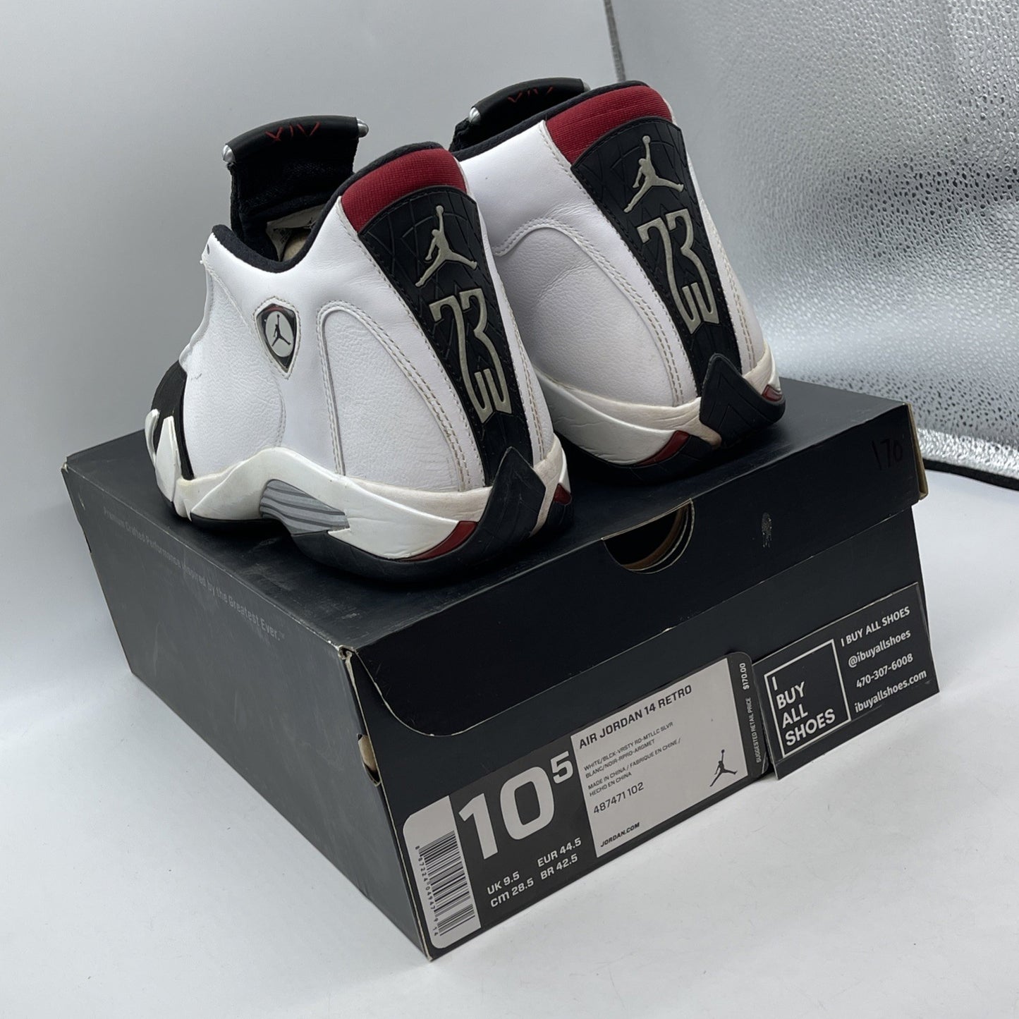Size 10.5 - Air Jordan 14 Retro 2014 Black Toe Suede Leather (487471-102)