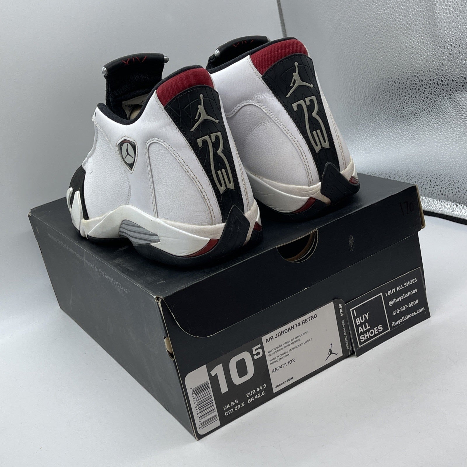 Size 10.5 - Air Jordan 14 Retro 2014 Black Toe Suede Leather (487471-102)