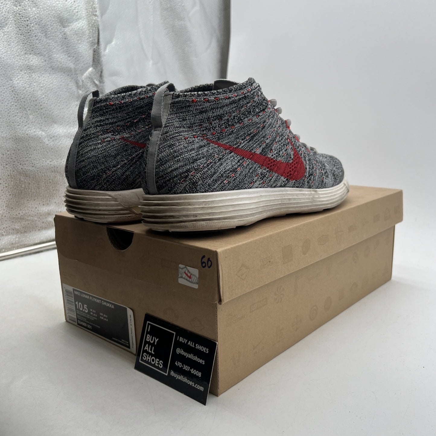 Size 10.5 - Nike Lunar Flyknit Chukka Wolf Grey (554969-001)