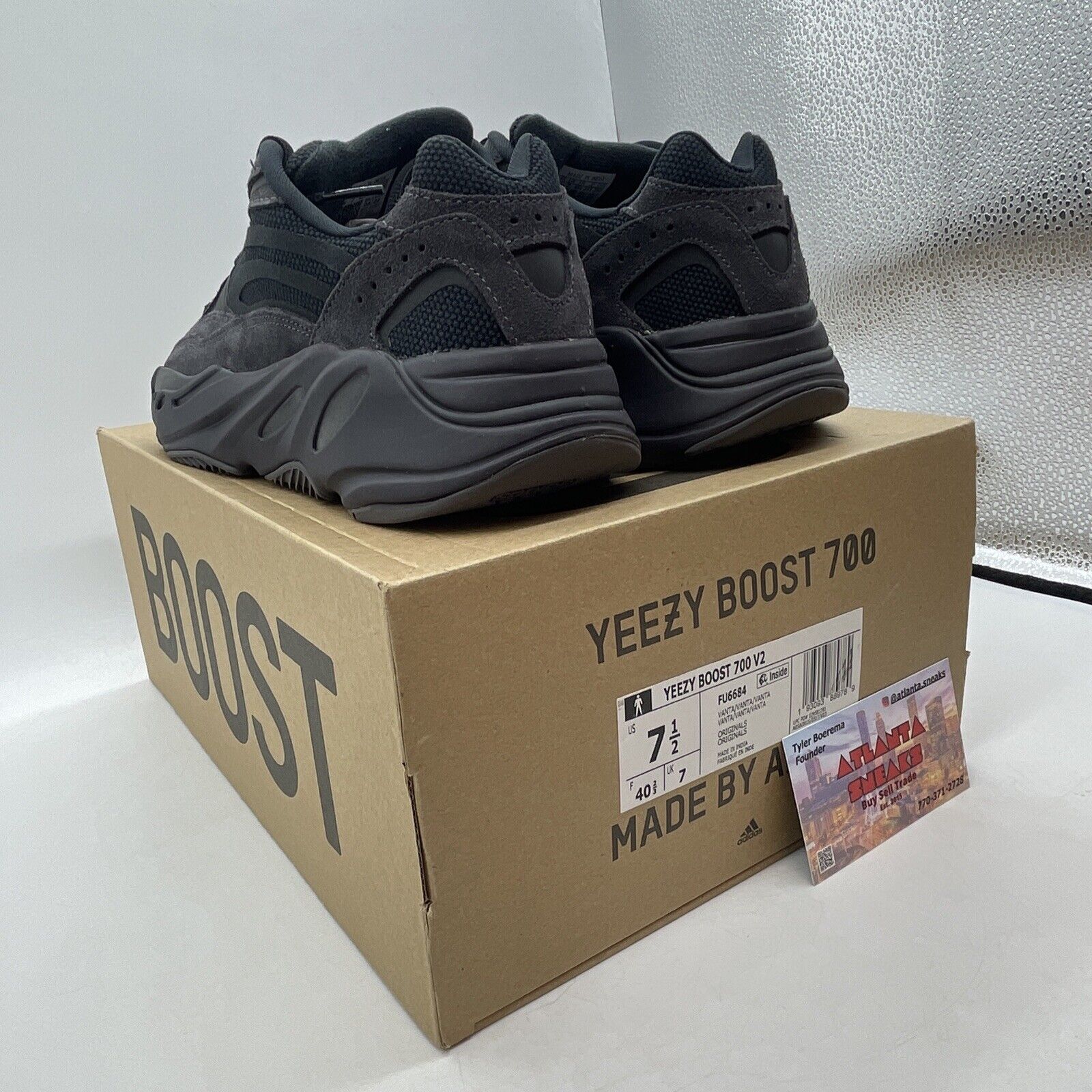 Size 7.5 - adidas Yeezy Boost 700 V2 Vanta Black Suede (FU6684)