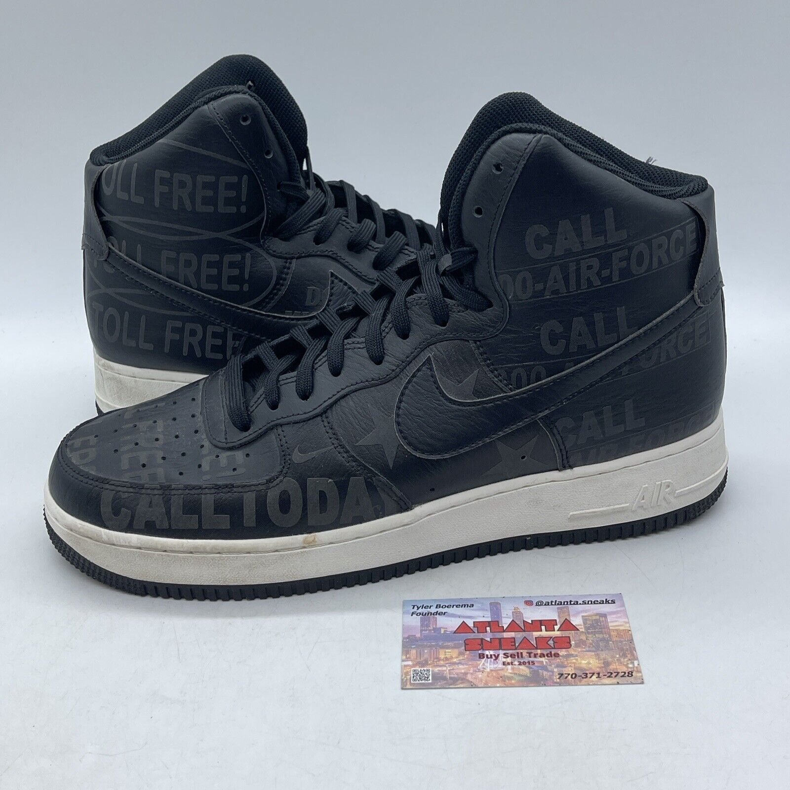 Size 11 - Nike Air Force 1 '07 Premium High Toll Free Pack - Black (CU1414-001)