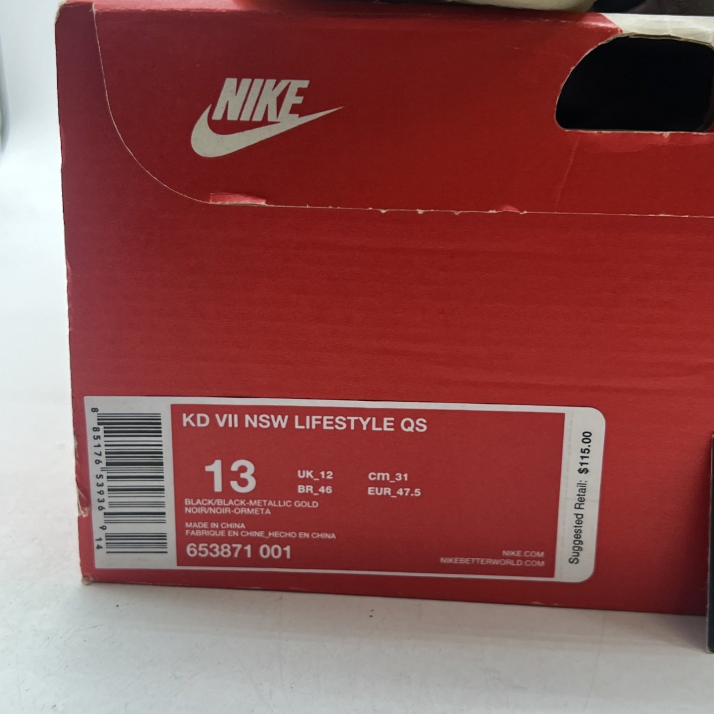 Size 13 - Nike KD 7 Lifestyle Black (653871-001)