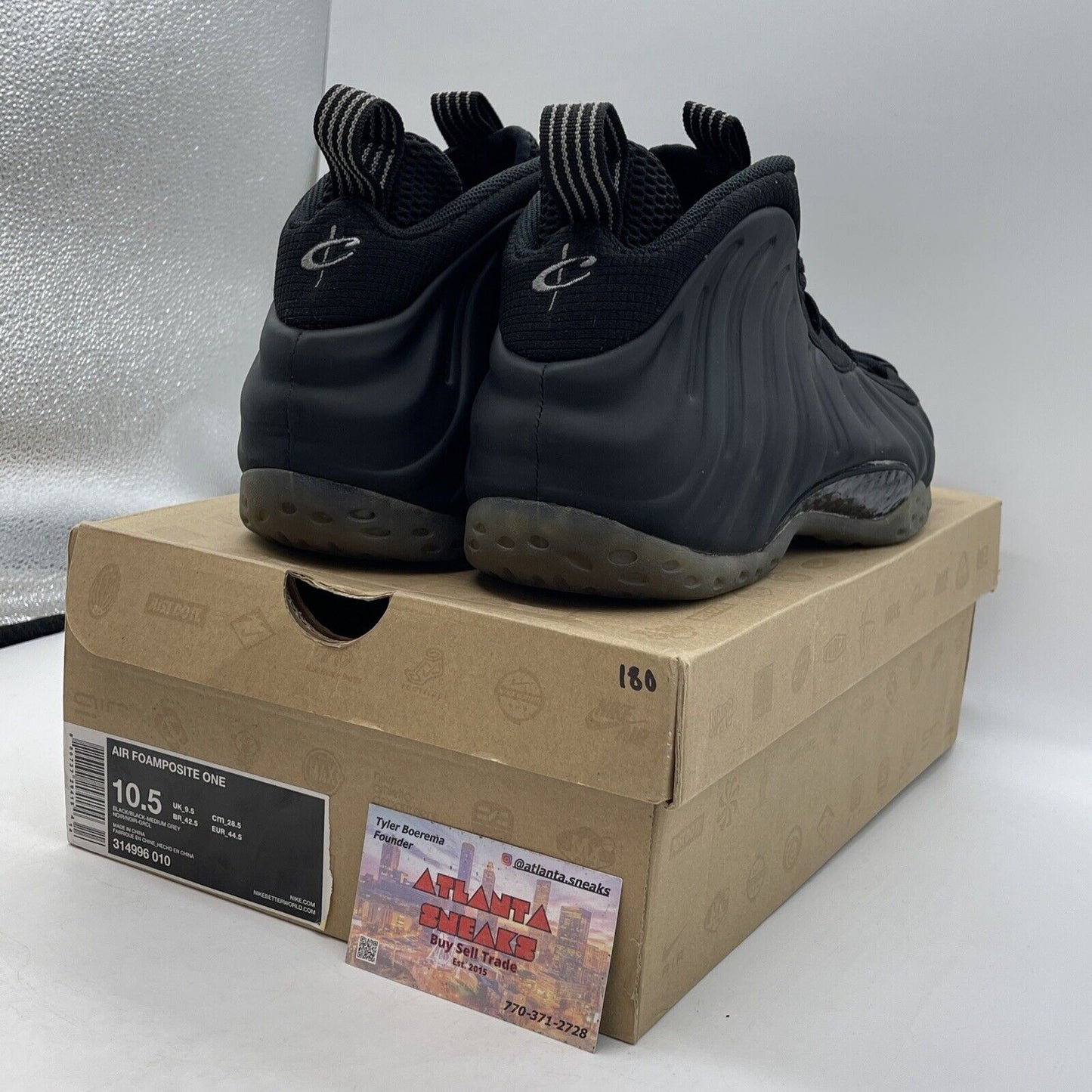 Size 10.5 - Nike Air Foamposite One Stealth Silver Black Suede (314996-010)