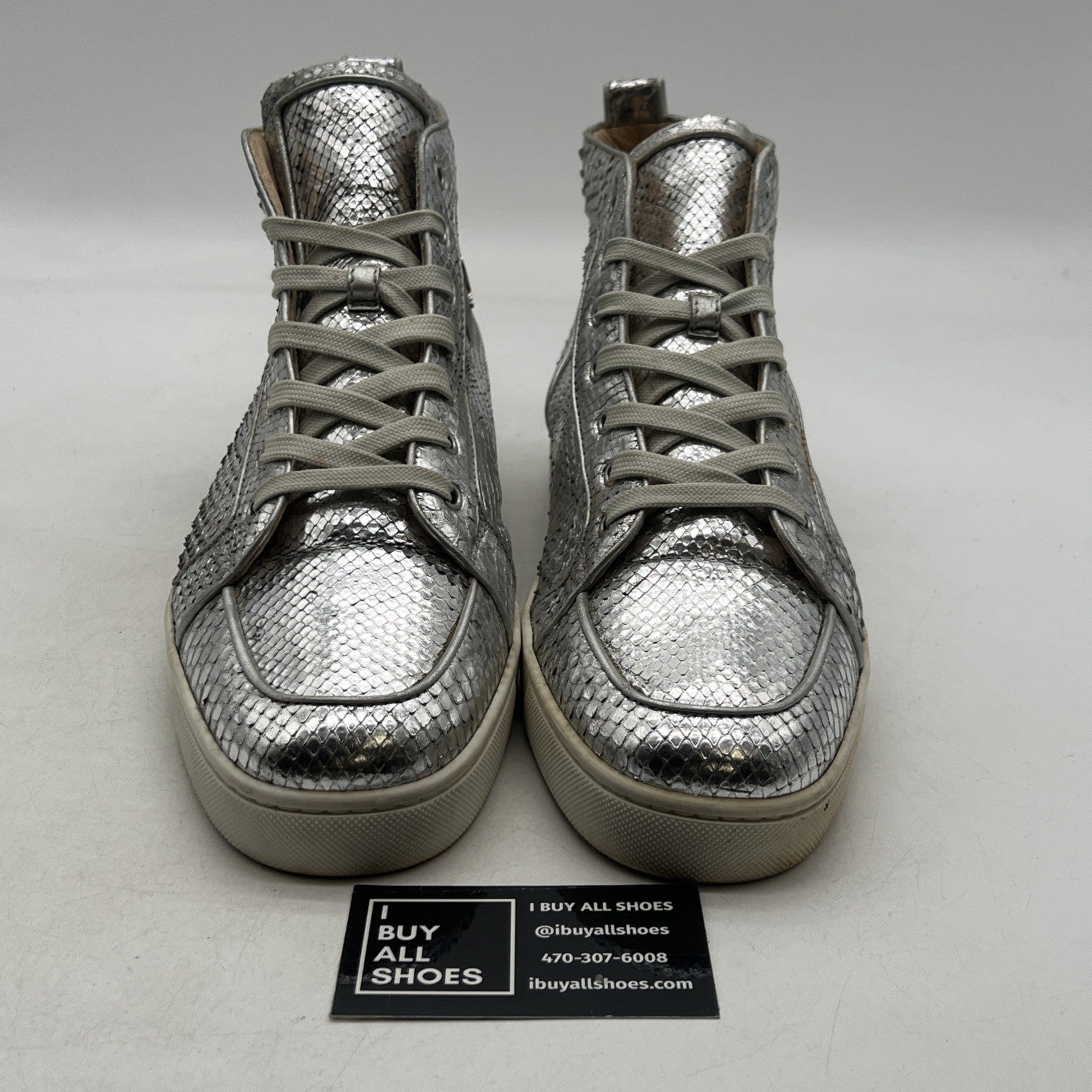 Size 46 - Christian Louboutin Silver Leather Rantus Orlato Sneakers