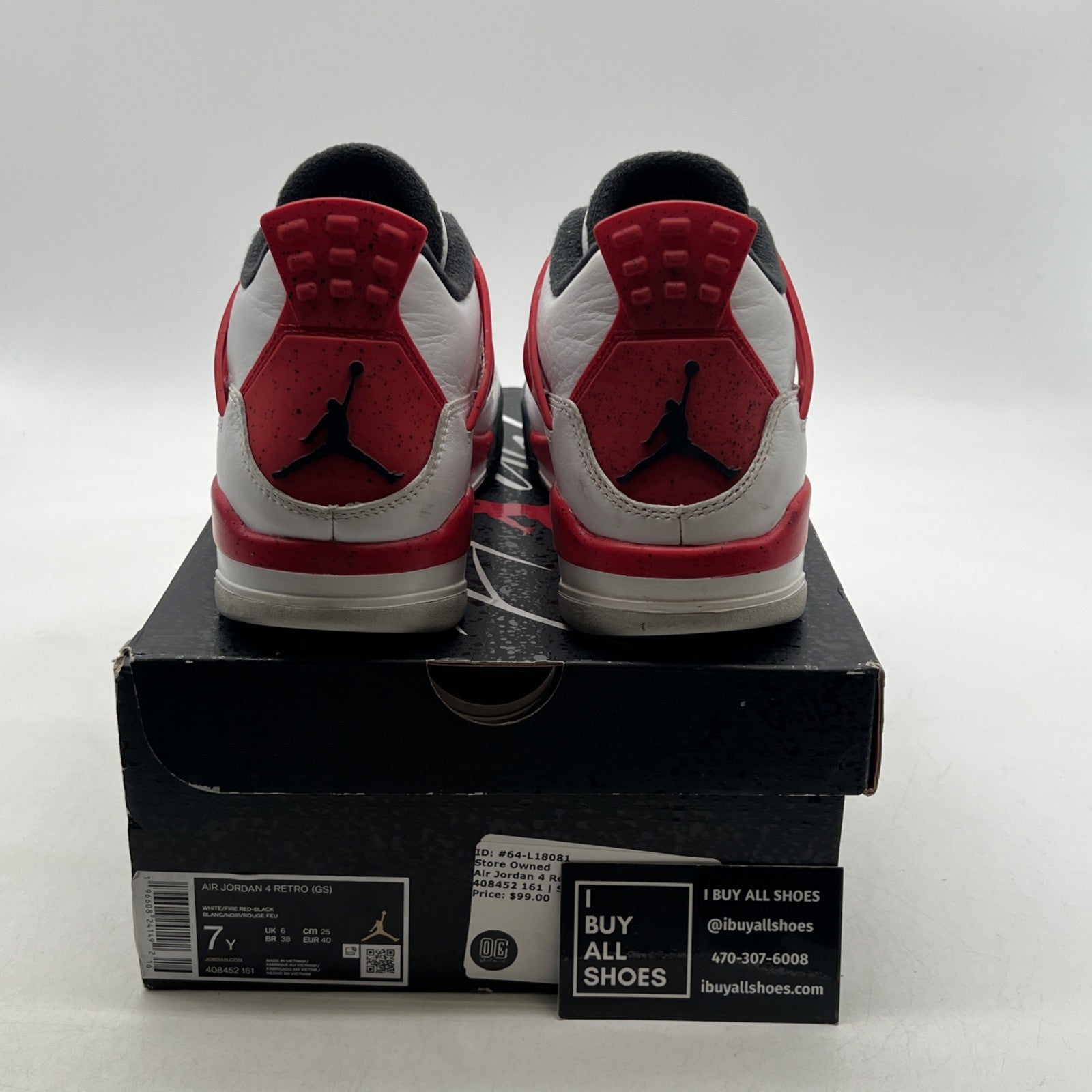 Size 7 - Air Jordan 4 Retro Mid Red Cement (408452-161)