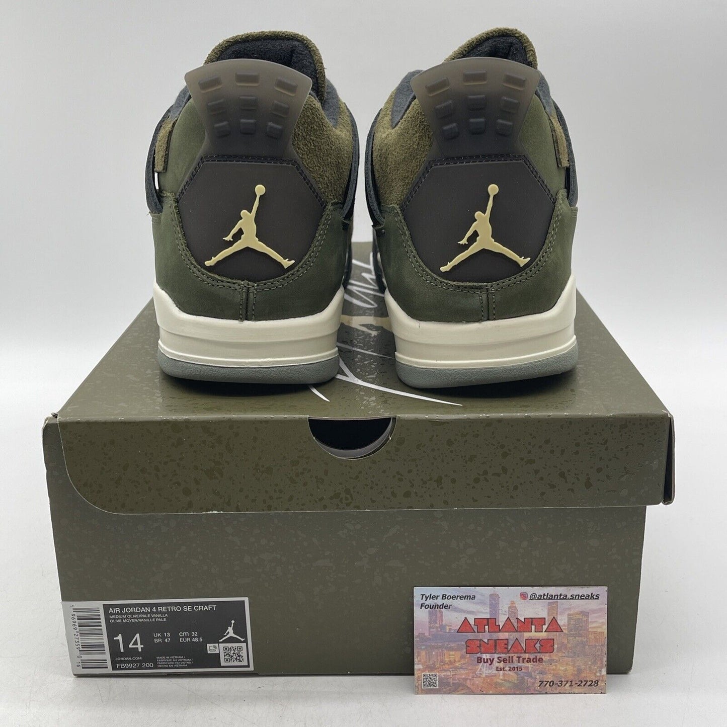 Size 14 - Jordan 4 SE Retro Low Craft - Olive Black Black Suede (FB9927-200)