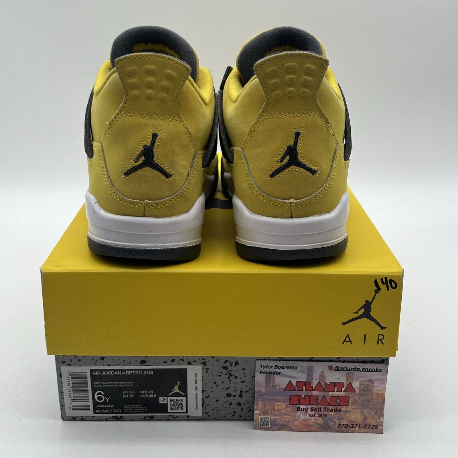 Size 6 - Jordan 4 Retro GS Tour Yellow 2021 - (408452-700) White Grey Suede