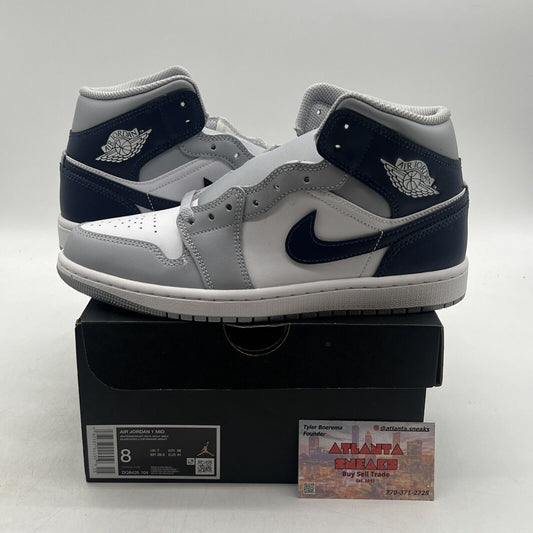 Size 8 - Air Jordan 1 Mid Wolf Grey Midnight Navy (DQ8426-104)