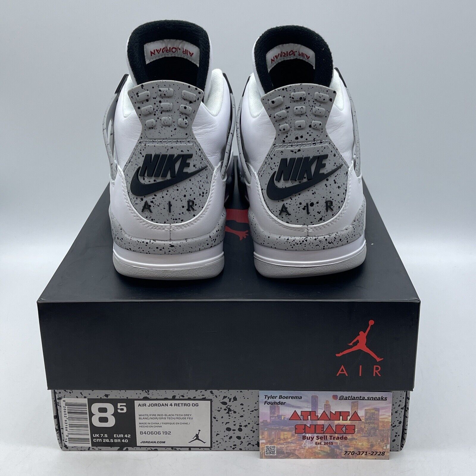 Size 8.5 - Jordan 4 Retro OG Mid White Cement White Grey Leather (840606-192)