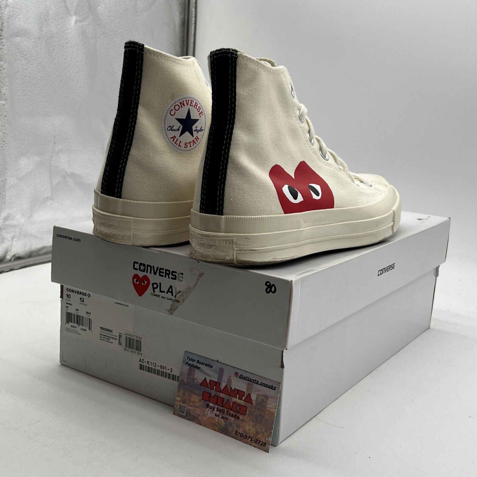 Size 10 - Converse Comme des Garçons Play x Chuck 70 2015 High Milk