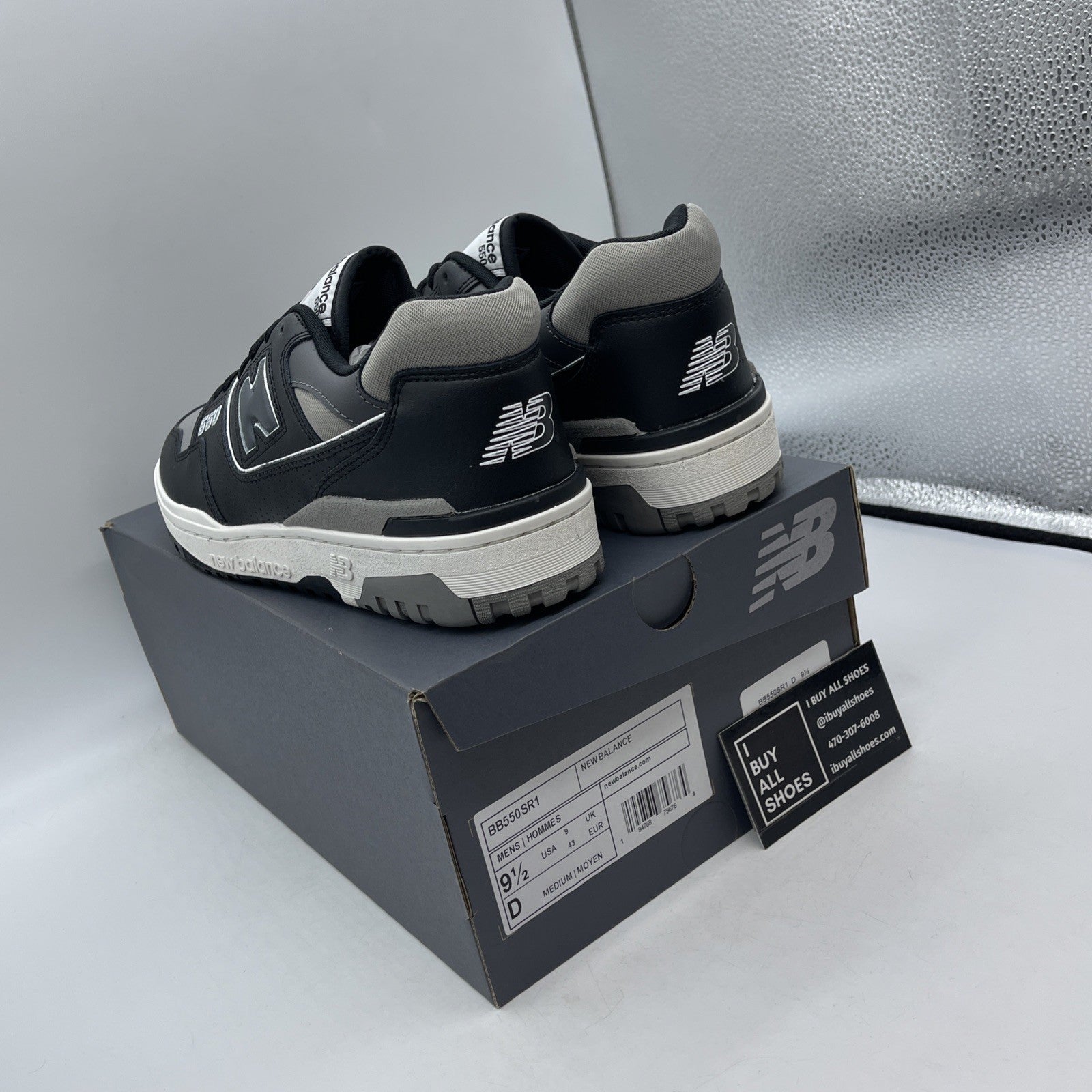 Size 9.5 - New Balance 550 Grey Black Leather (BB550SR1)