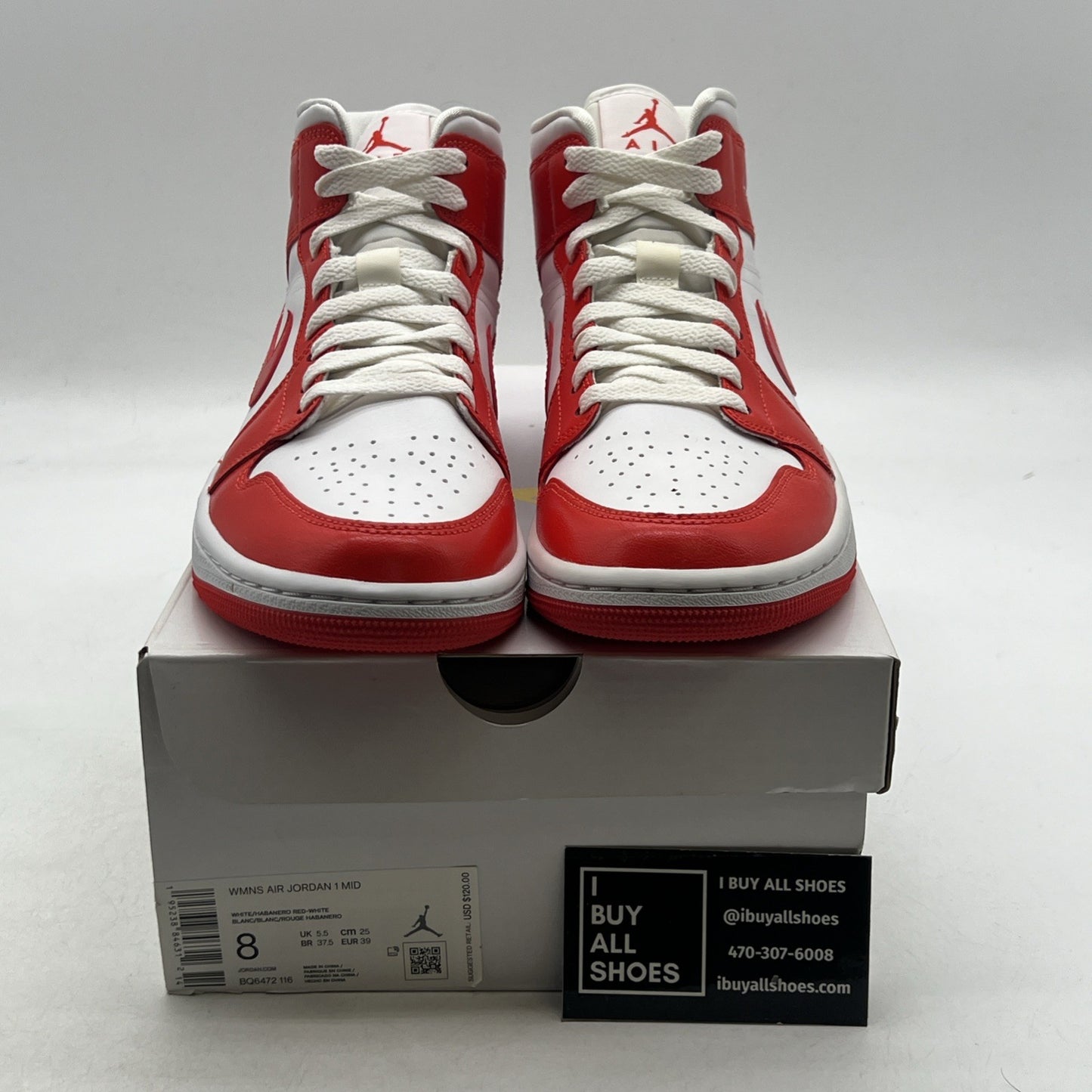 Size 8 - Air Jordan 1 Mid Habanero Red W (BQ6472-116)