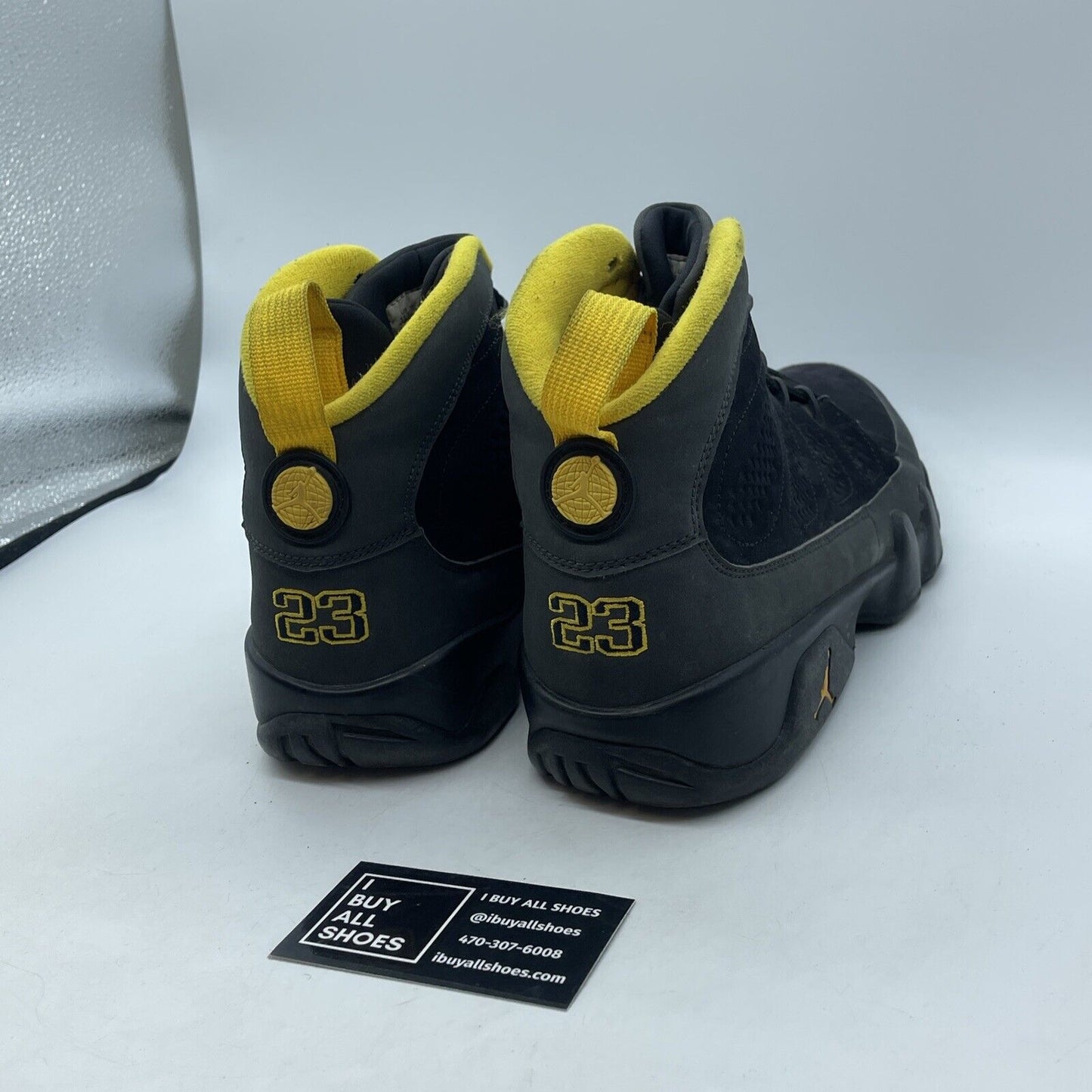 Size 11.5 - Jordan 9 Retro Black Grey Yellow Suede Leather (CT8019-070)