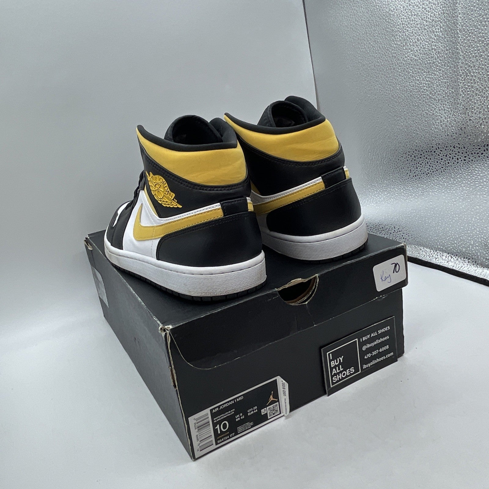 Size 10 - Air Jordan 1 Mid Black University Gold (554724-177)
