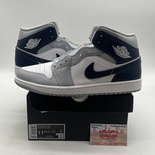 Size 11.5 - Air Jordan 1 Mid Wolf Grey Midnight Navy (DQ8426-104)