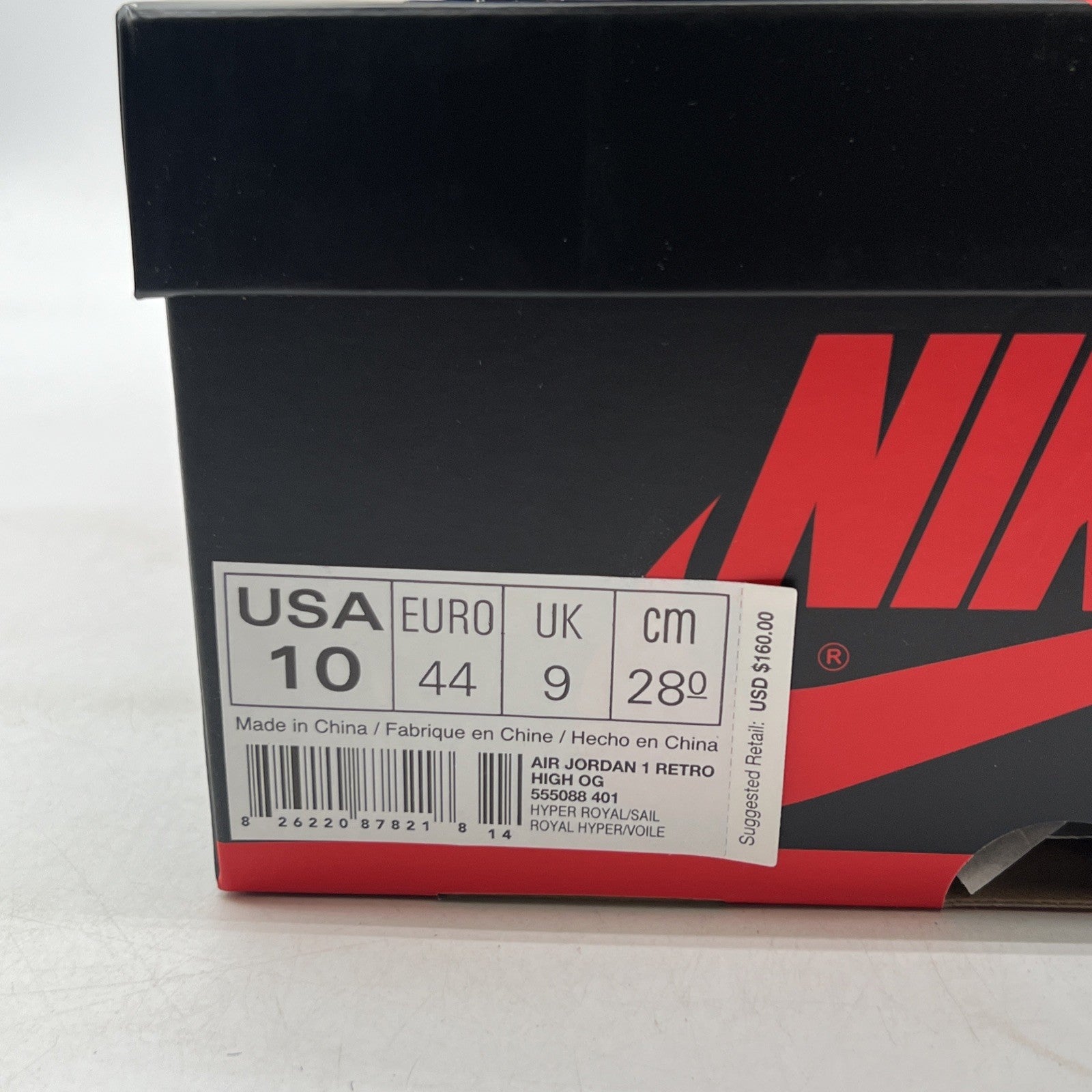 Size 10 - Air Jordan 1 Retro OG High Hyper Royal (555088-401)