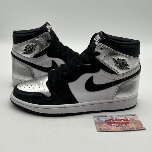 Size 10 - Jordan 1 High OG Metallic Silver White Black Leather (CD0461-001)