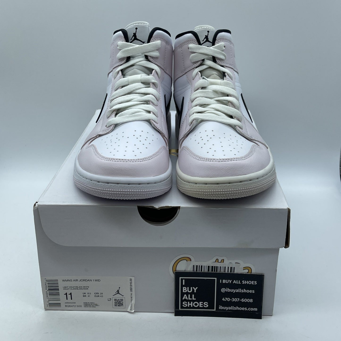 Size 11W - Air Jordan 1 Mid Barely Rose White Black Leather (BQ6472-500)