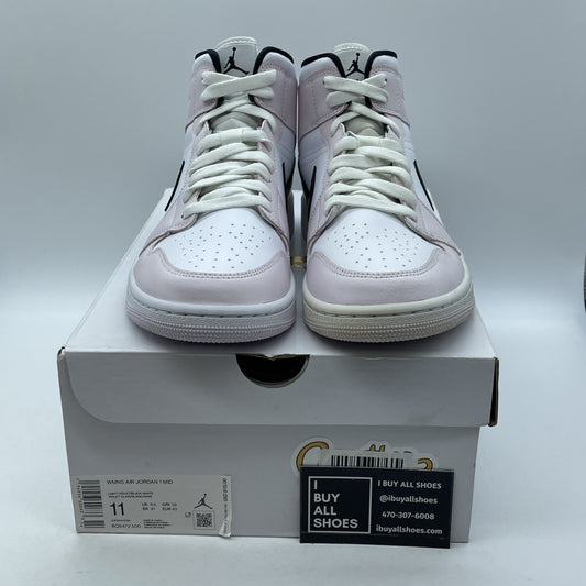 Size 11W - Air Jordan 1 Mid Barely Rose White Black Leather (BQ6472-500)