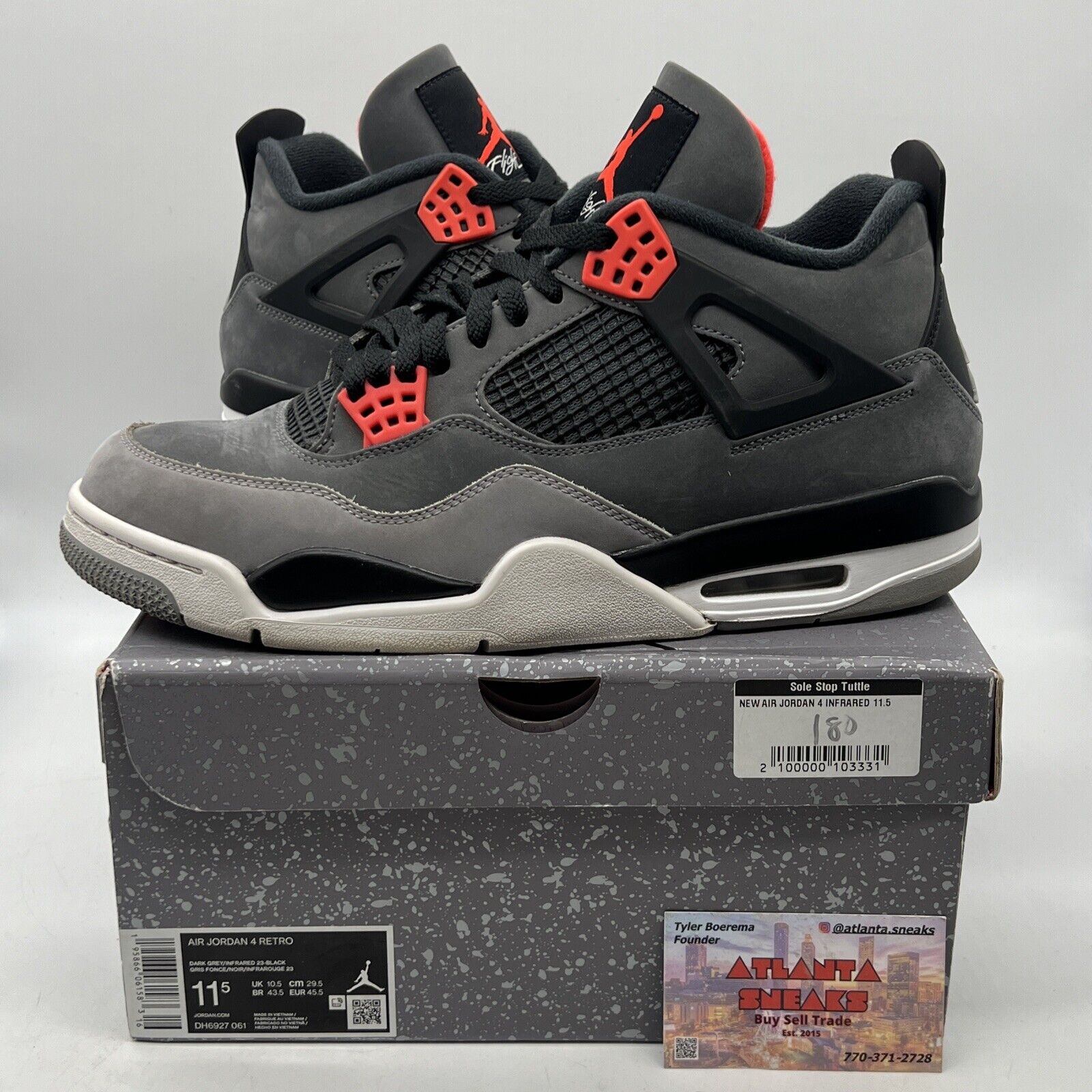 Size 11.5 - Jordan 4 Retro Mid Infrared Grey Black White Suede (DH6927-061)