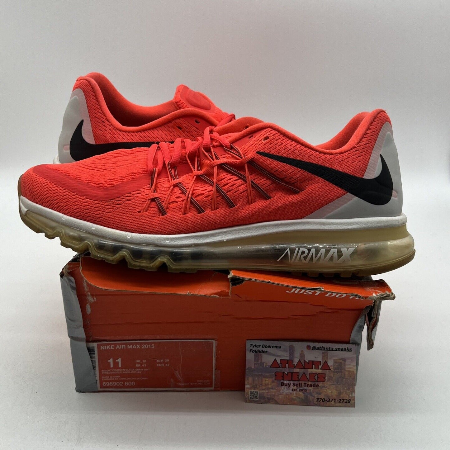 Size 11 - Nike Air Max 2015 Bright Crimson Black White (698902-600)