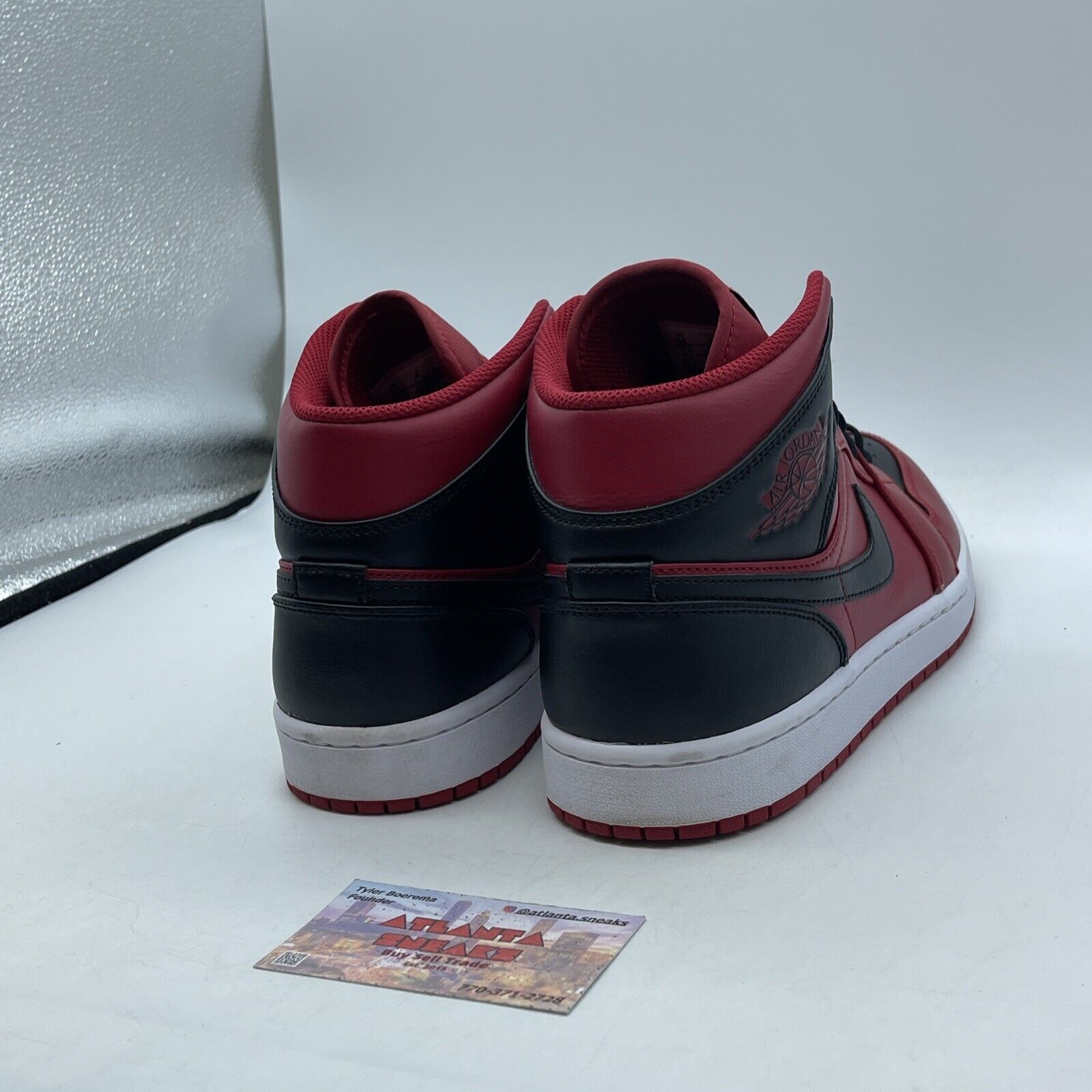 Size 9.5 - Jordan 1 Mid Reverse Bred Red White Black Leather (554724-660)