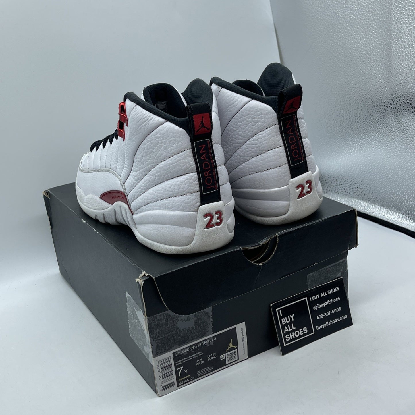Size 7Y - Air Jordan 12 Retro Twist White Red Leather (153265-106)