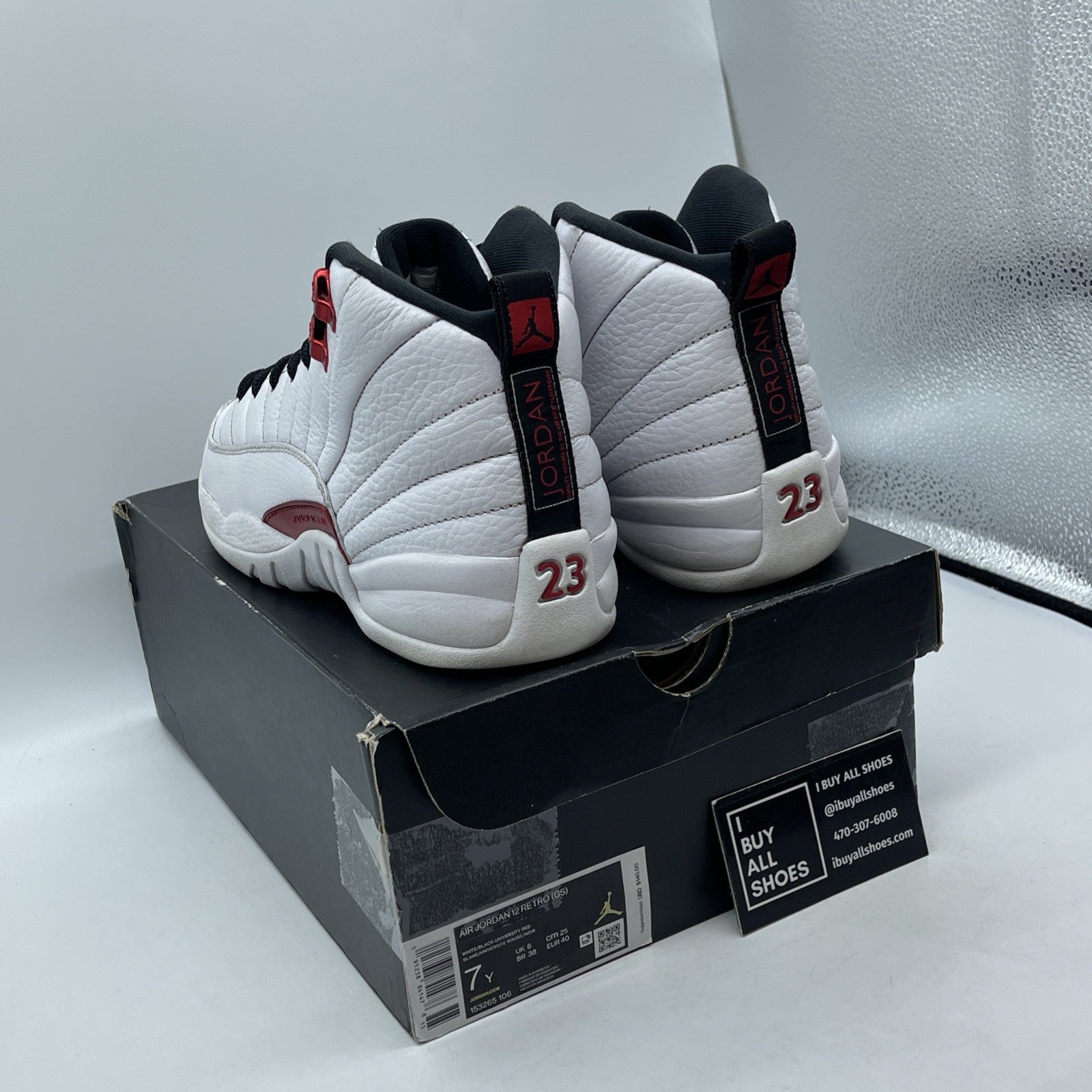 Size 7Y - Air Jordan 12 Retro Twist White Red Leather (153265-106)