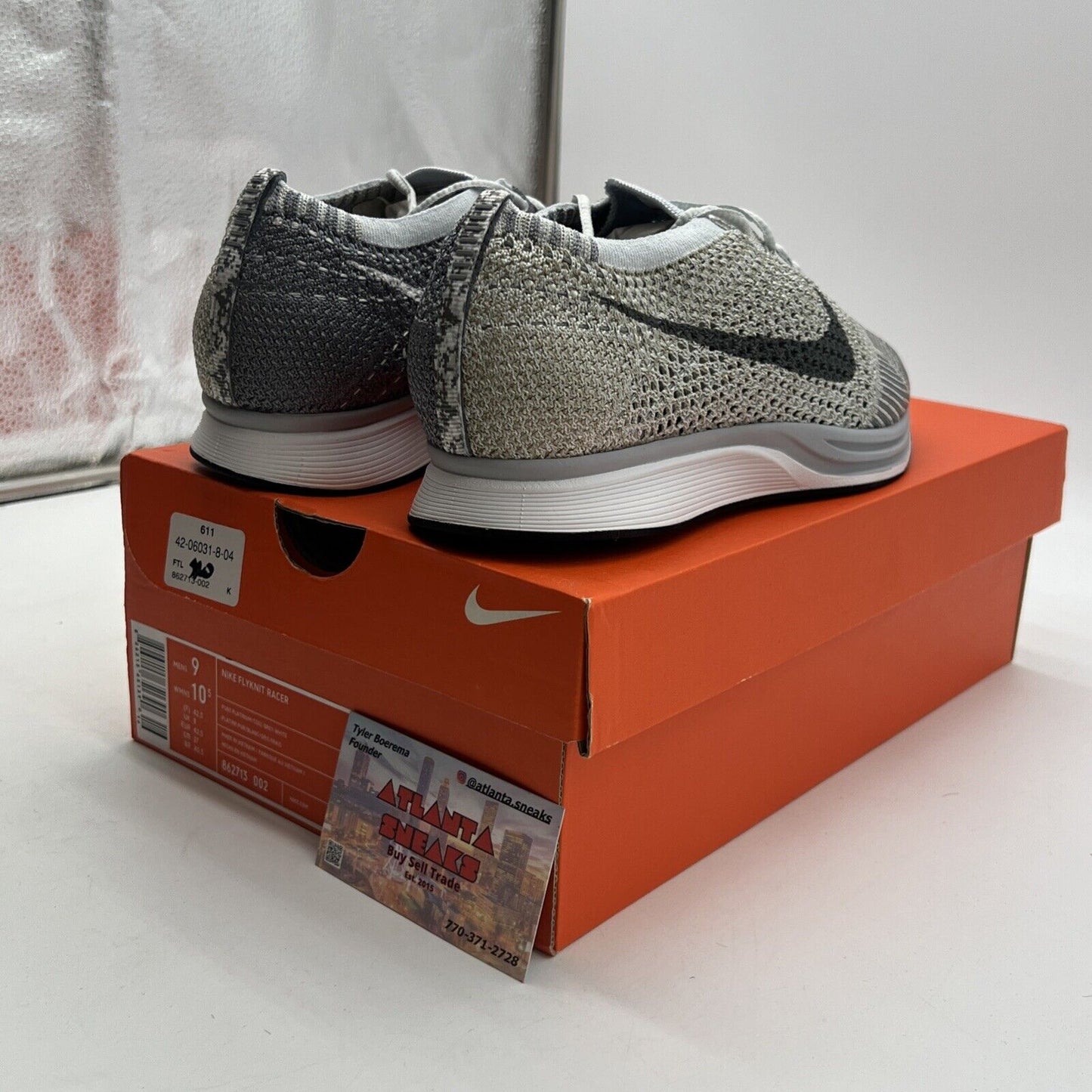 Size 9 - Nike Flyknit Racer Pure Platinum (862713-002)