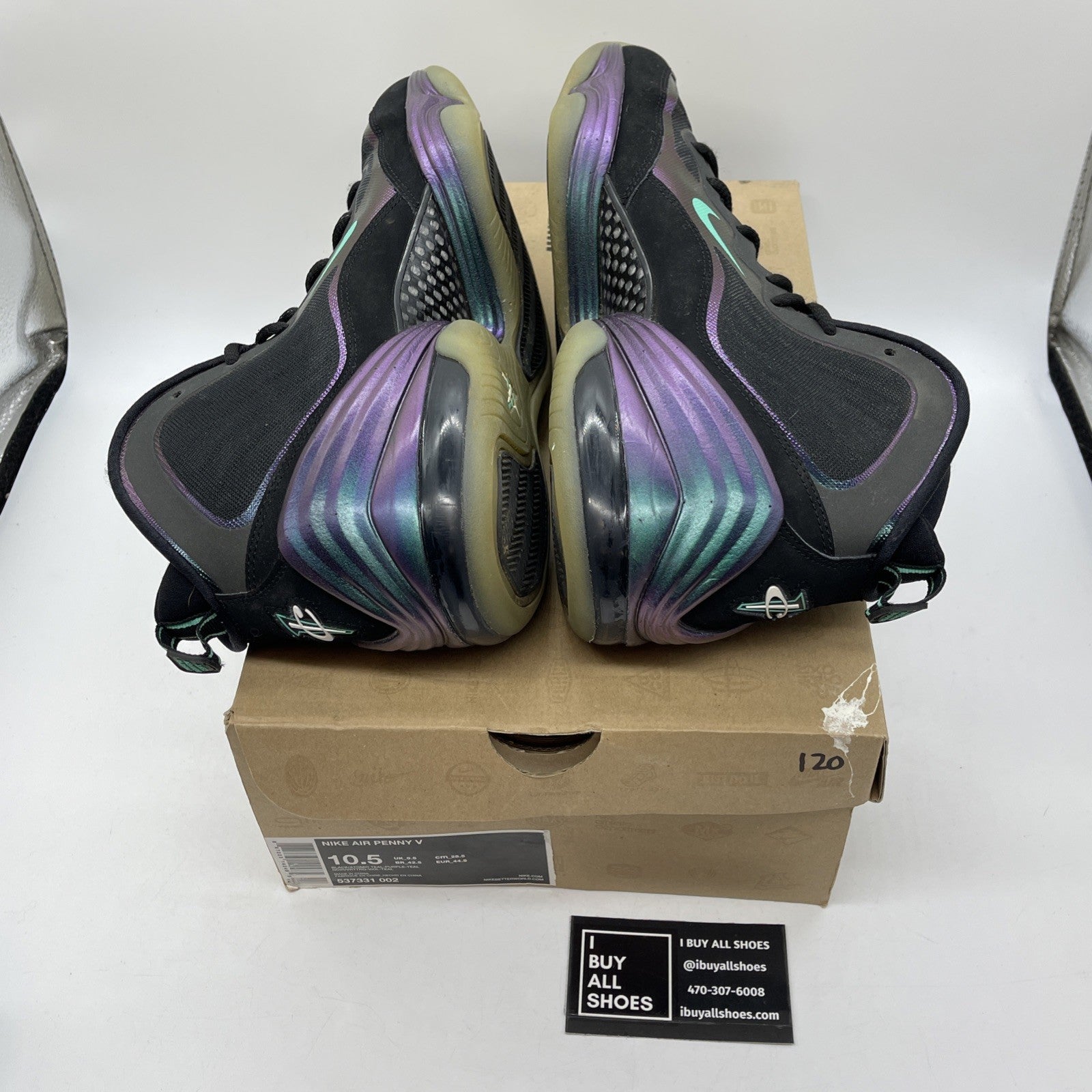 Size 10.5 - Nike Air Penny 5 Invisibility Cloak Black Suede (537331-002)