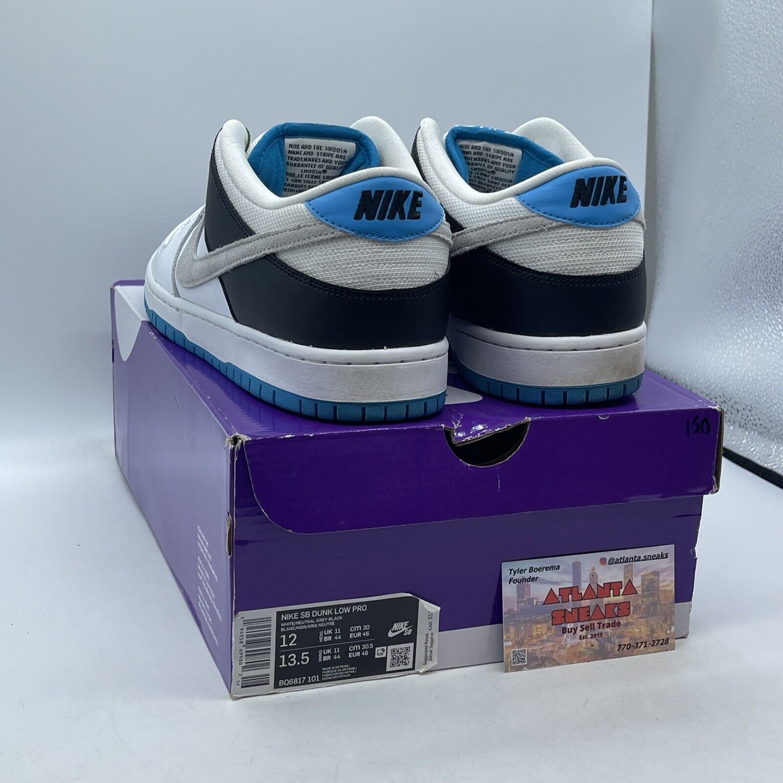 Size 12 - Nike Dunk Pro SB Low Laser Blue Black White Suede (BQ6817-101)