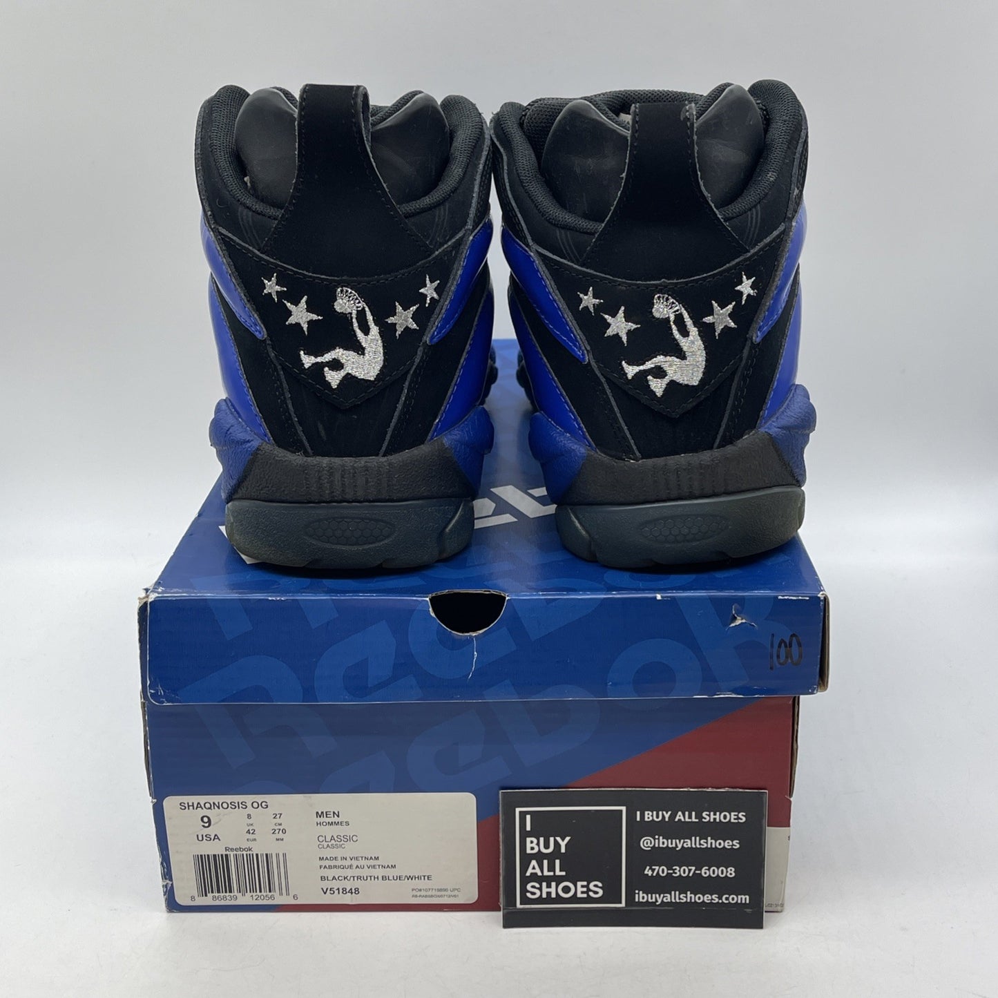 Size 9 - Reebok Shaqnosis Og Orlando Magic Blue Black Silver Suede (V51848)
