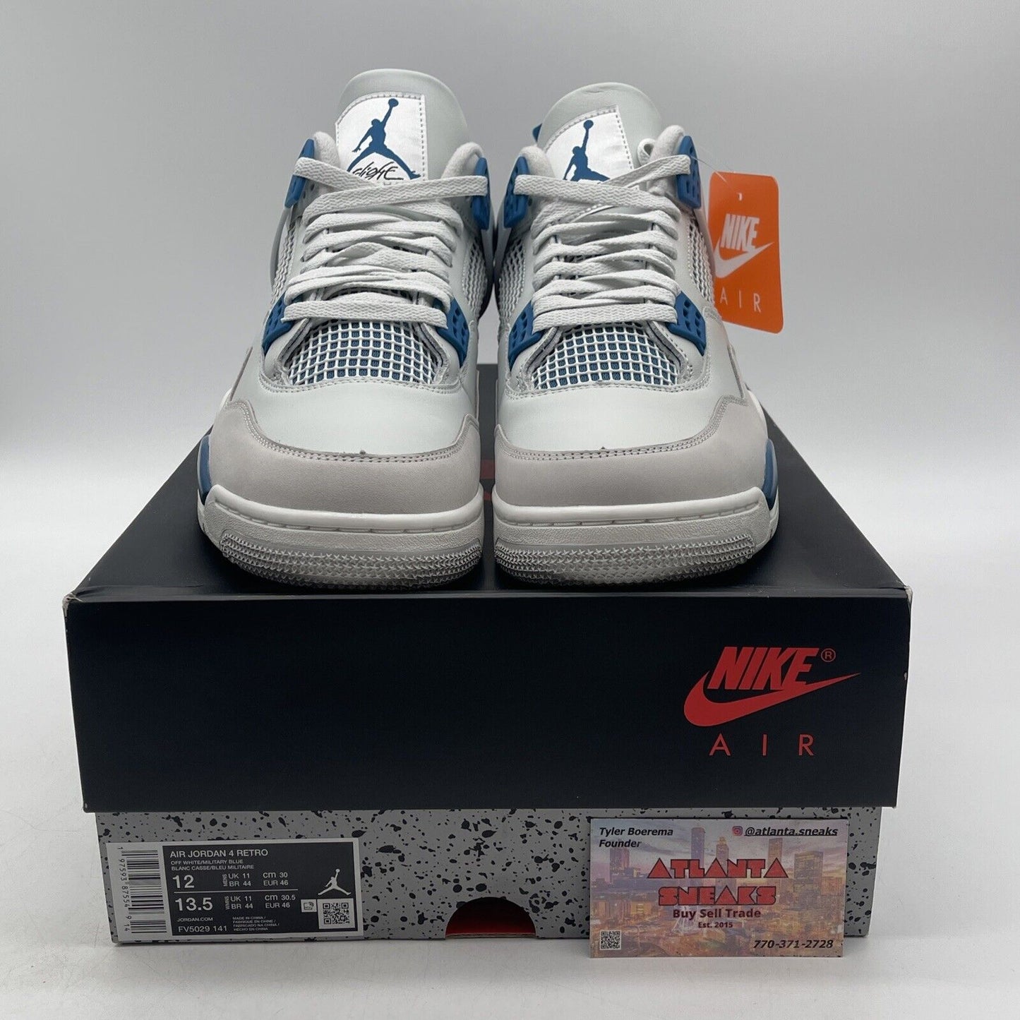 Size 12 - Air Jordan 4 Retro 2024 Military Blue White Leather (FV5029-141)